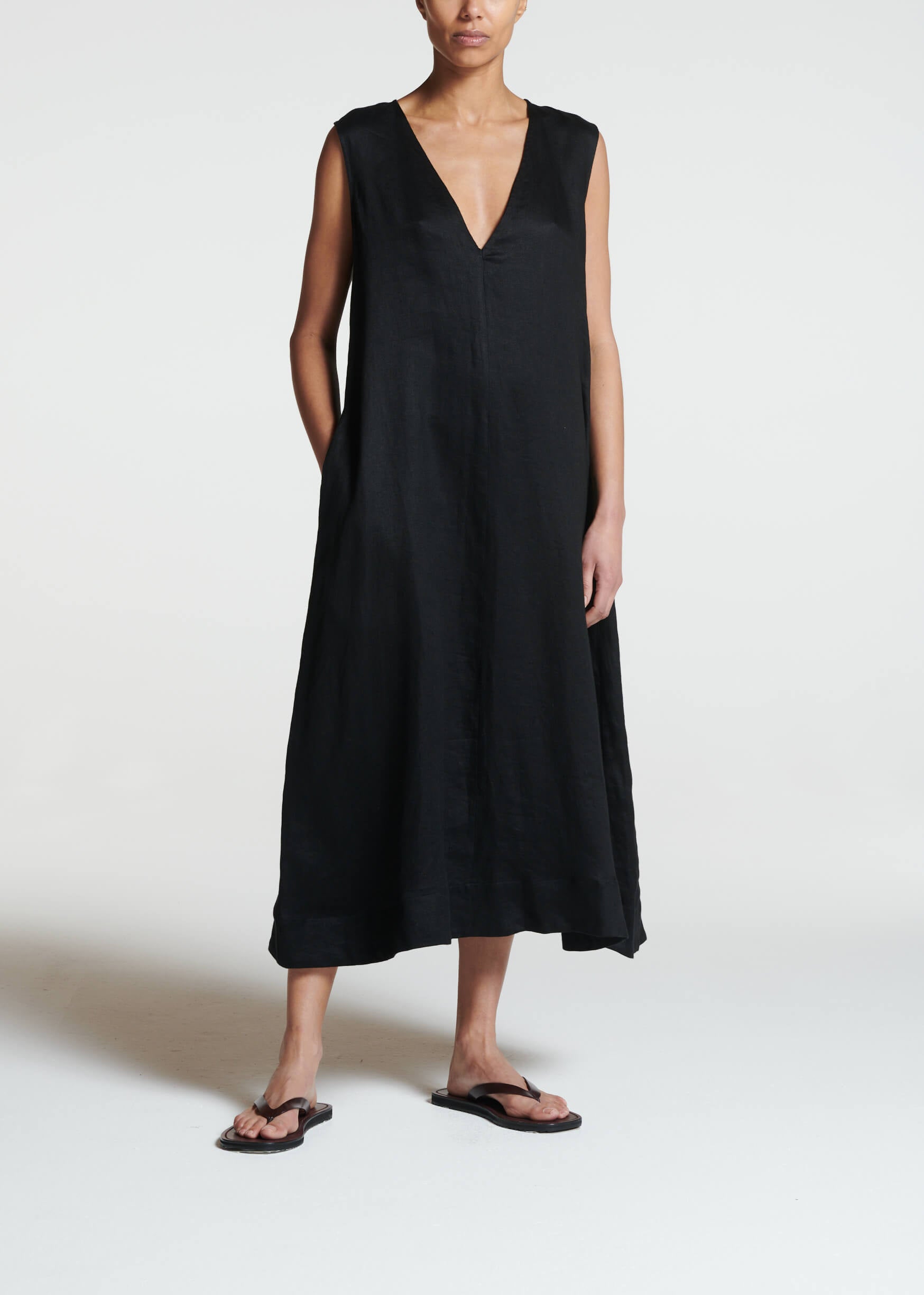 Black linen dress best sale