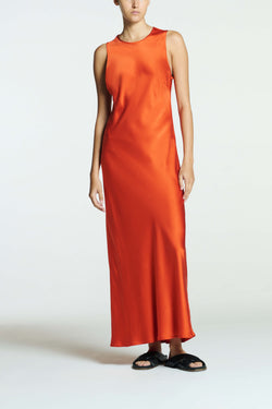 Valencia Dress Persimmon Silk Charmeuse