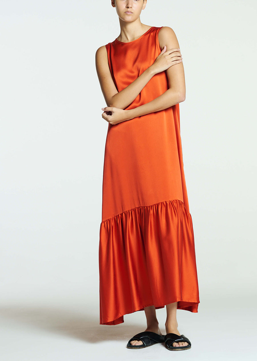 Rhea Dress Persimmon Silk Charmeuse