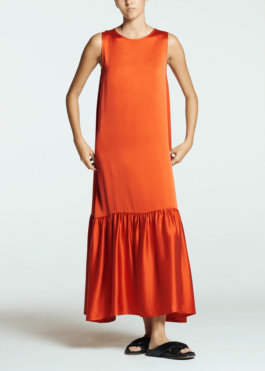 Rhea Dress Persimmon Silk Charmeuse