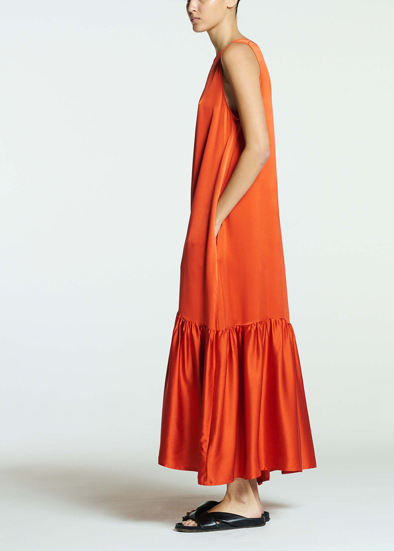 Rhea Dress Persimmon Silk Charmeuse