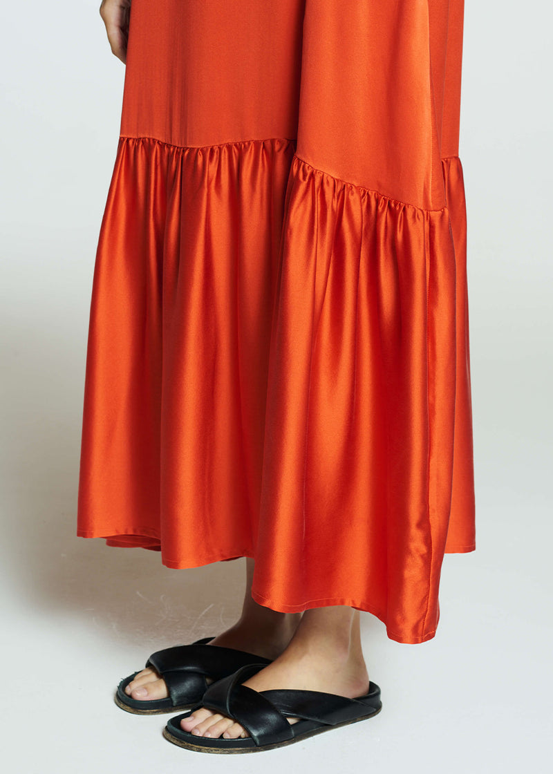 Rhea Dress Persimmon Silk Charmeuse