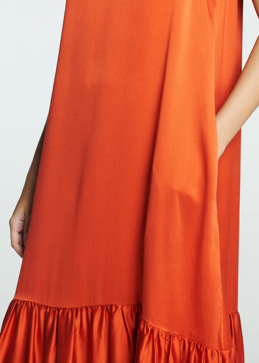 Rhea Dress Persimmon Silk Charmeuse