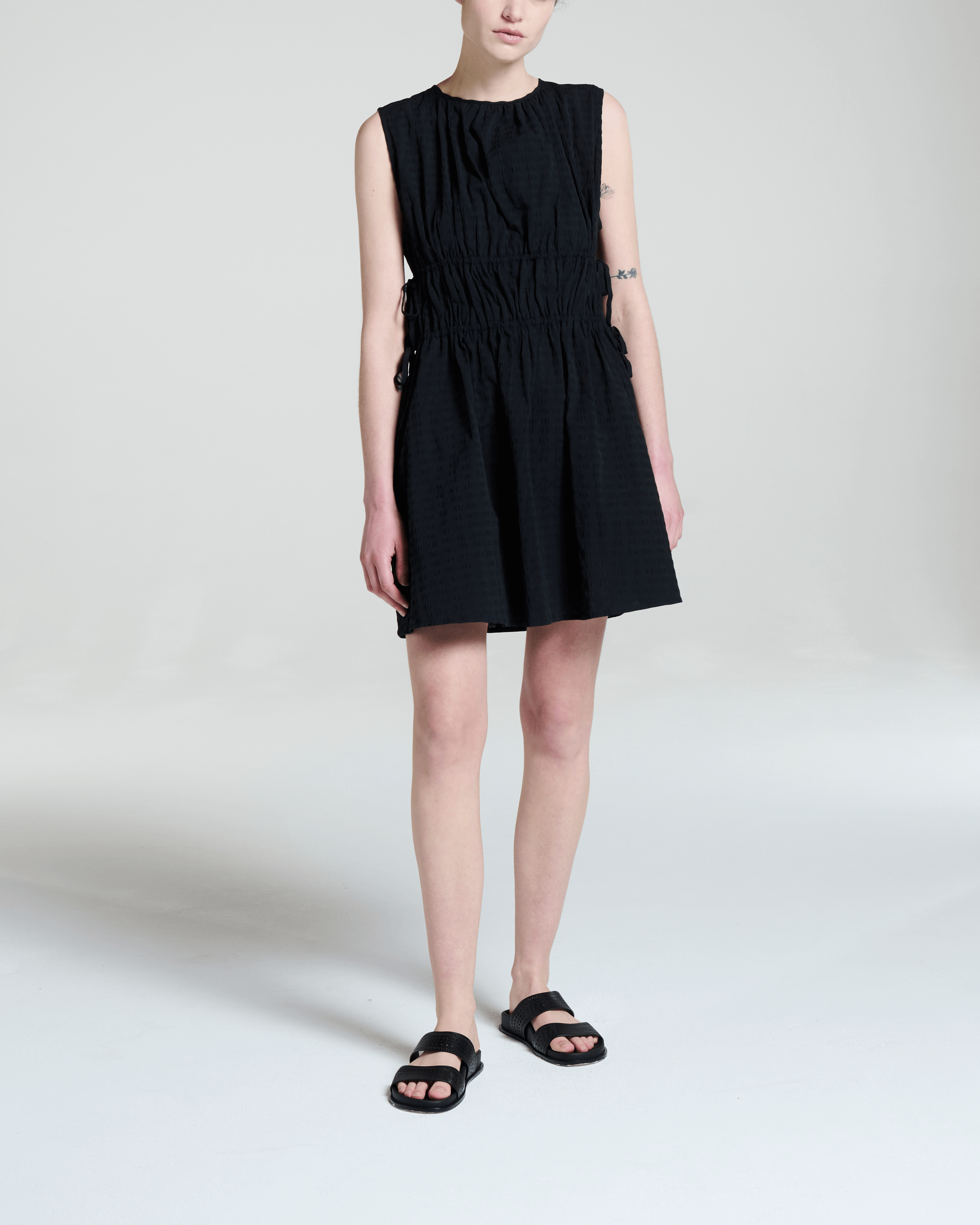 Como Dress Black Textured Cotton