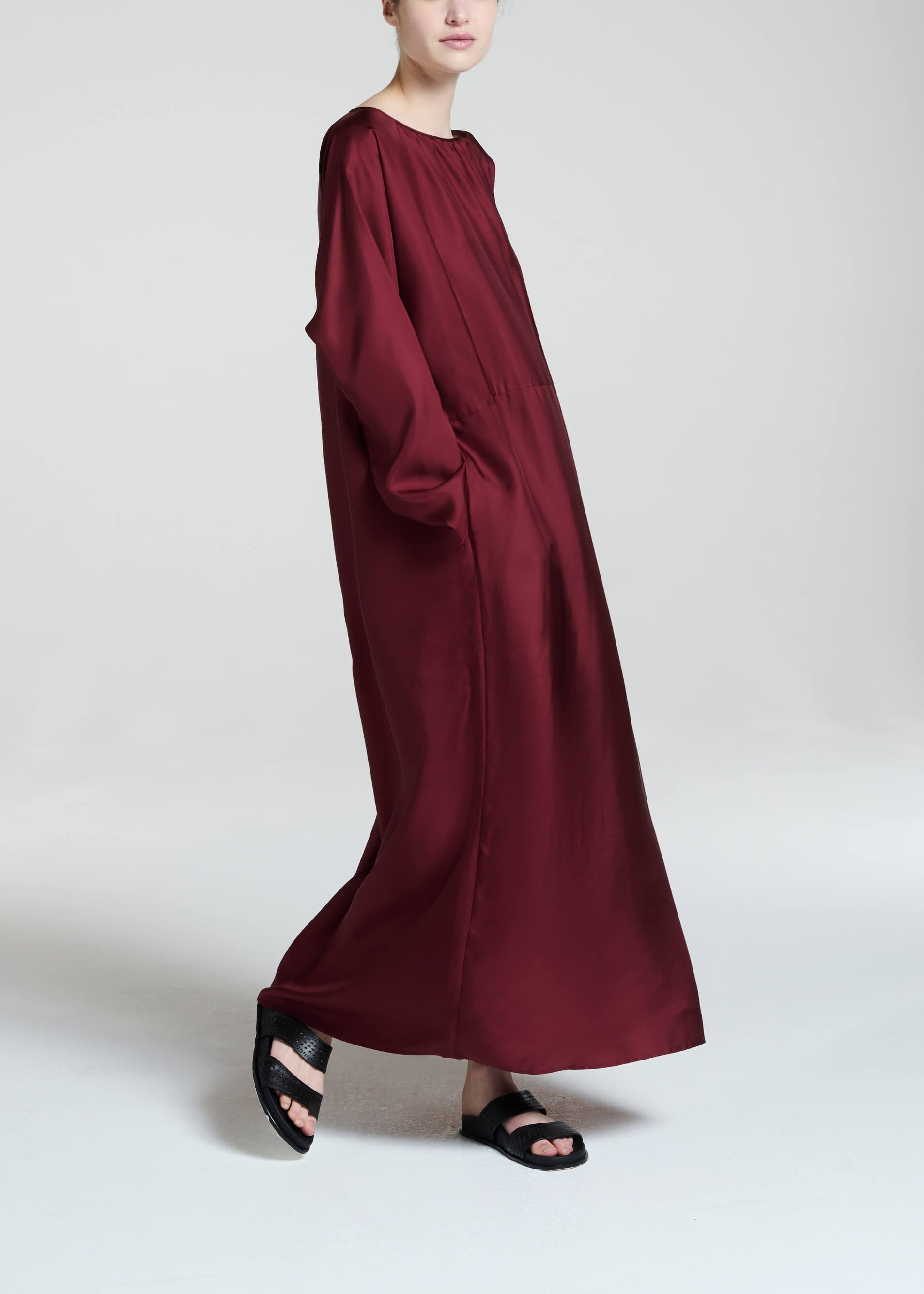 Rhodes Dress Burgundy Silk Twill