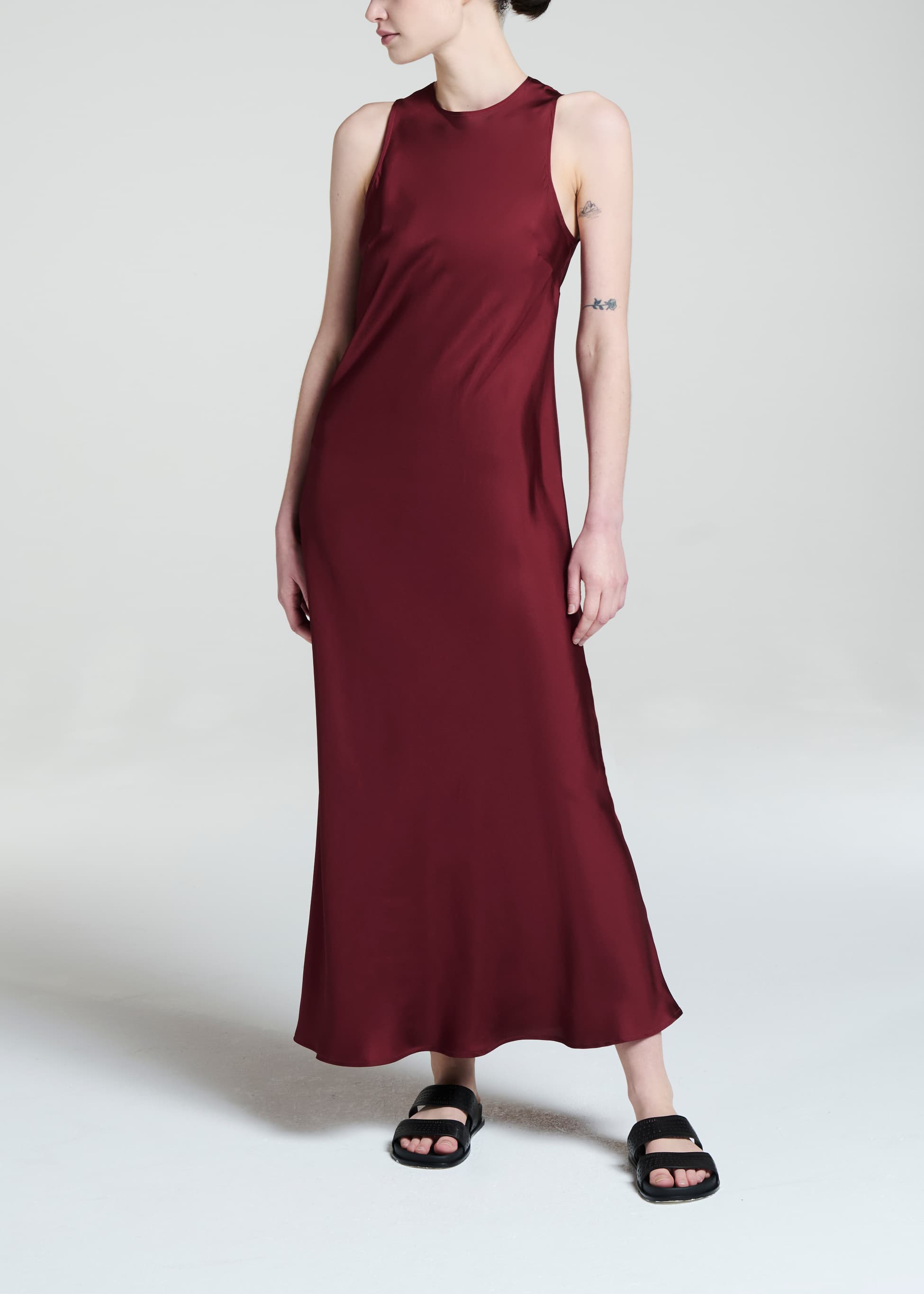 Valencia Dress Burgundy Silk Twill