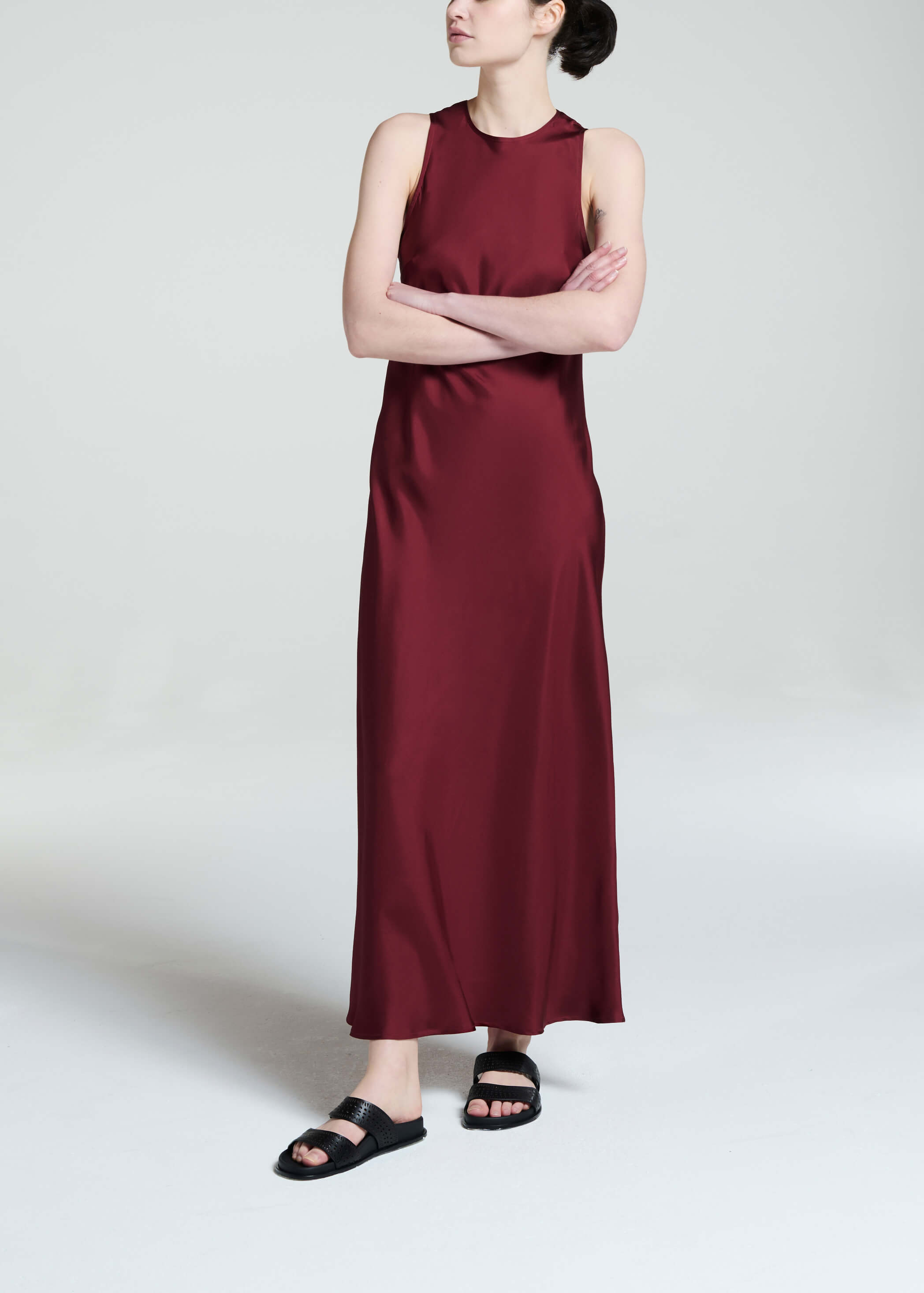 Valencia Dress Burgundy Silk Twill