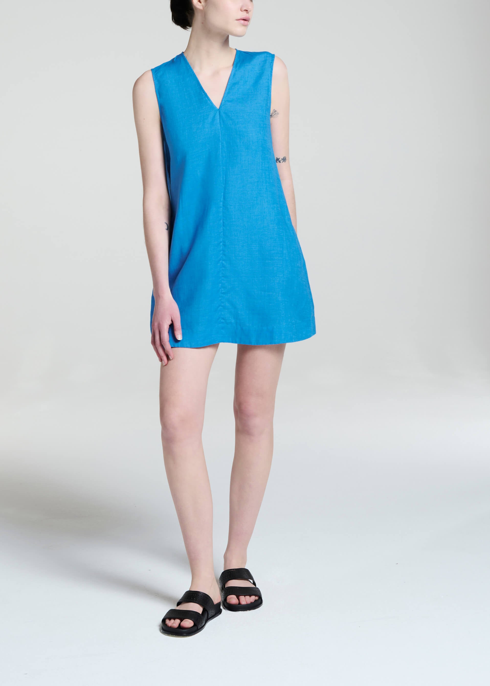 Derya Dress Capri Blue Linen