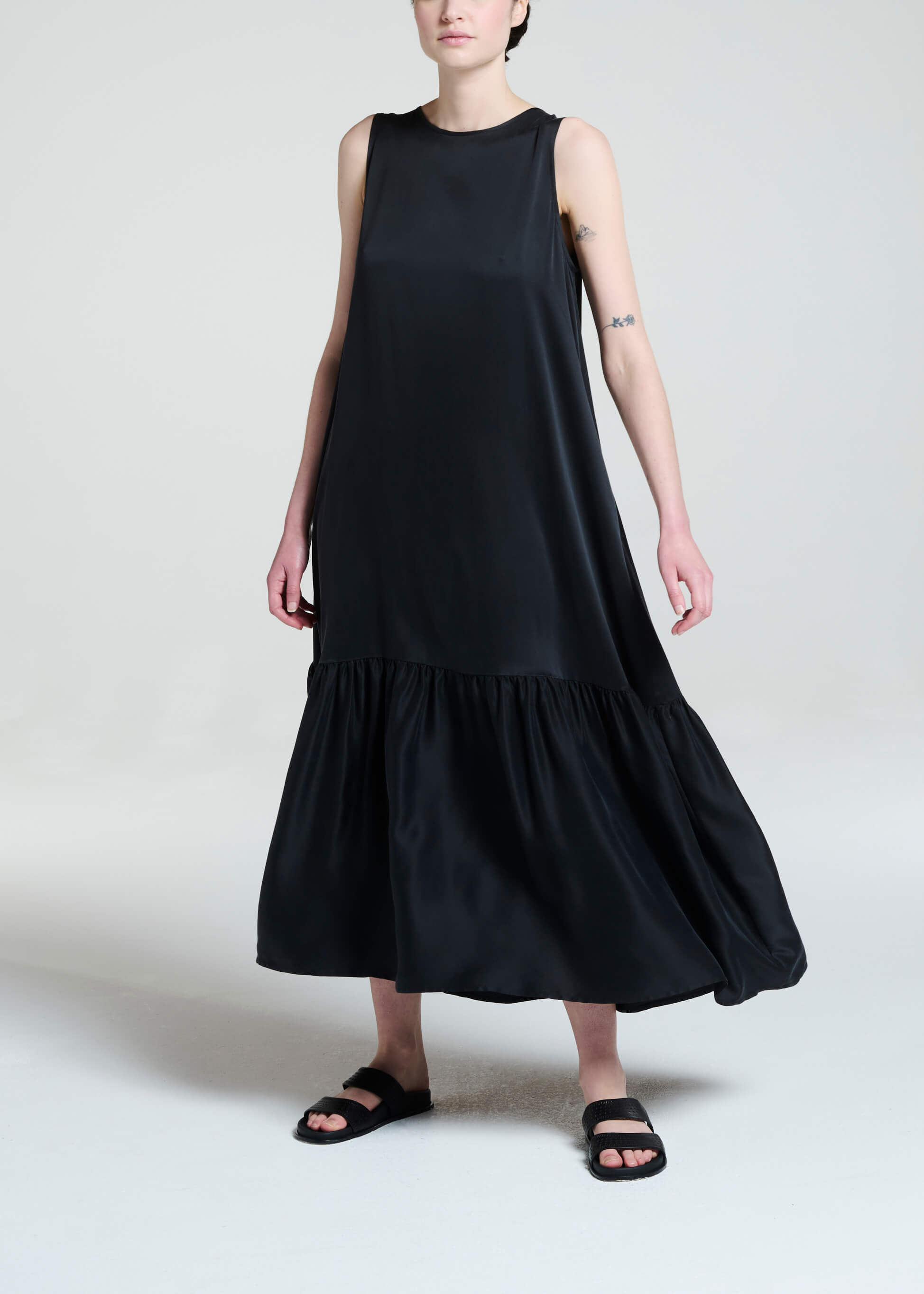 Rhea Dress Black Silk Charmeuse