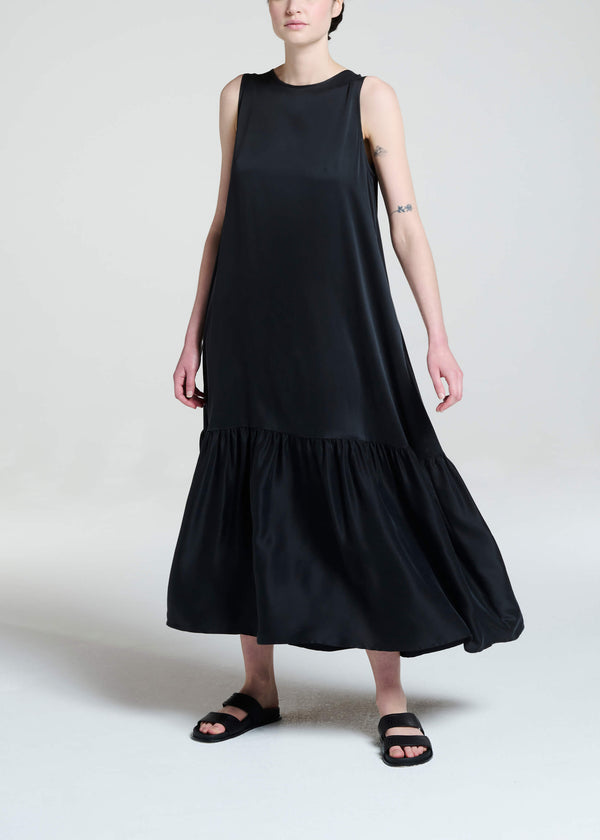 Rhea Dress Black Silk Twill