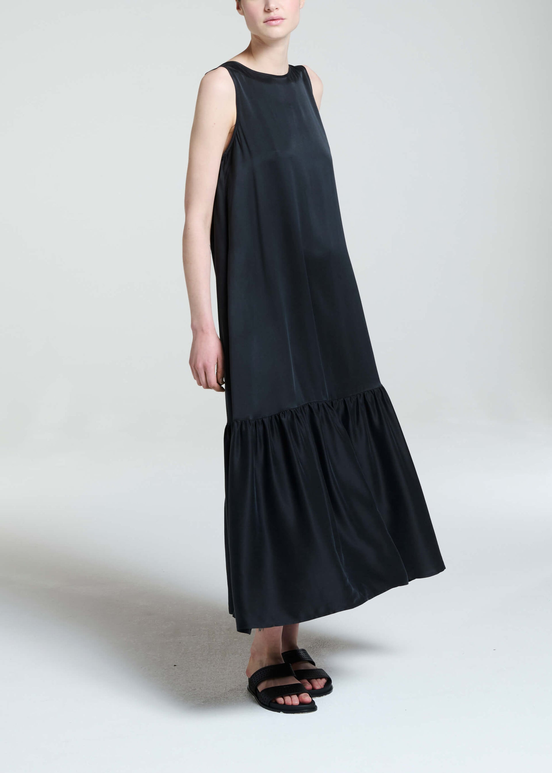 Rhea Dress Black Silk Charmeuse