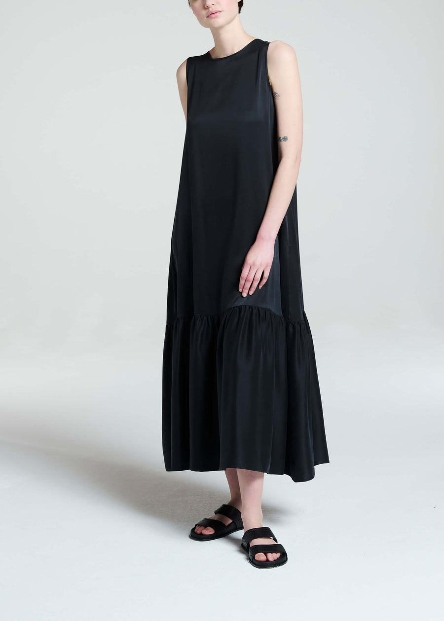 Rhea Dress Black Silk Charmeuse