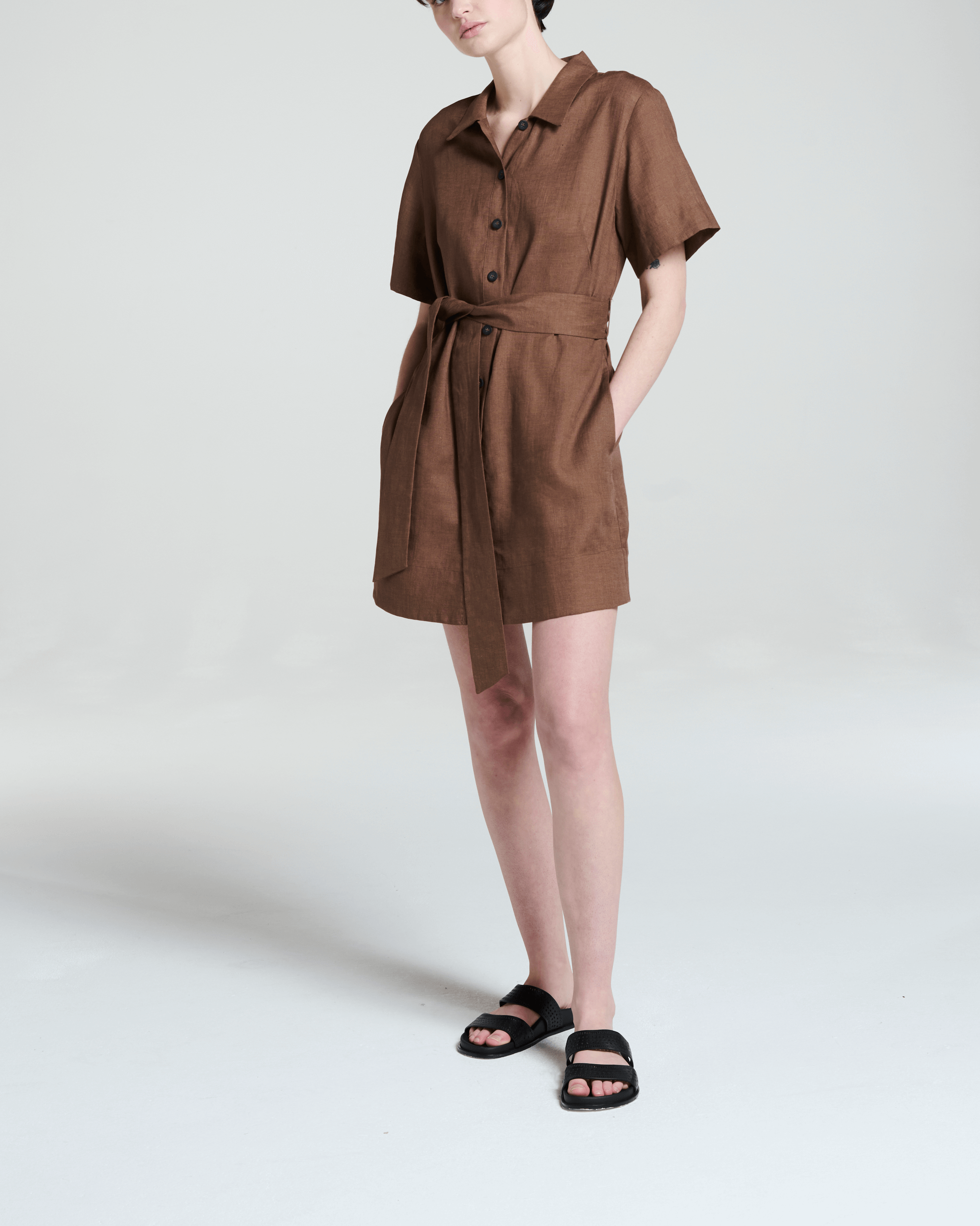 Lucca Dress Sepia Linen