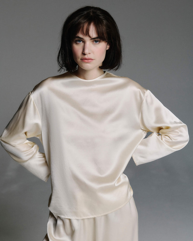 Byron Top Ivory Silk Wool