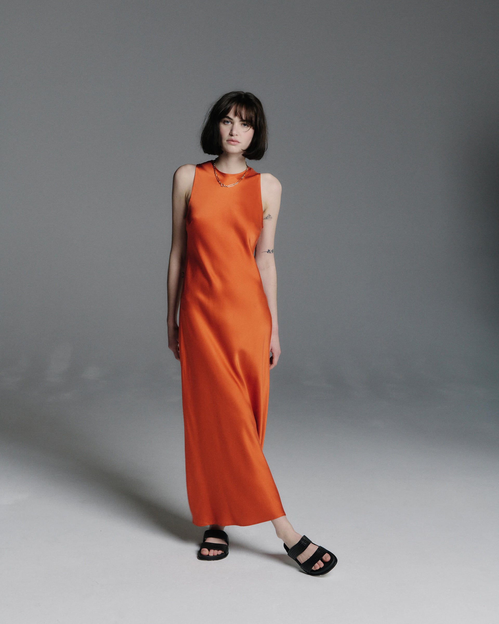 Valencia Dress Persimmon Silk Charmeuse