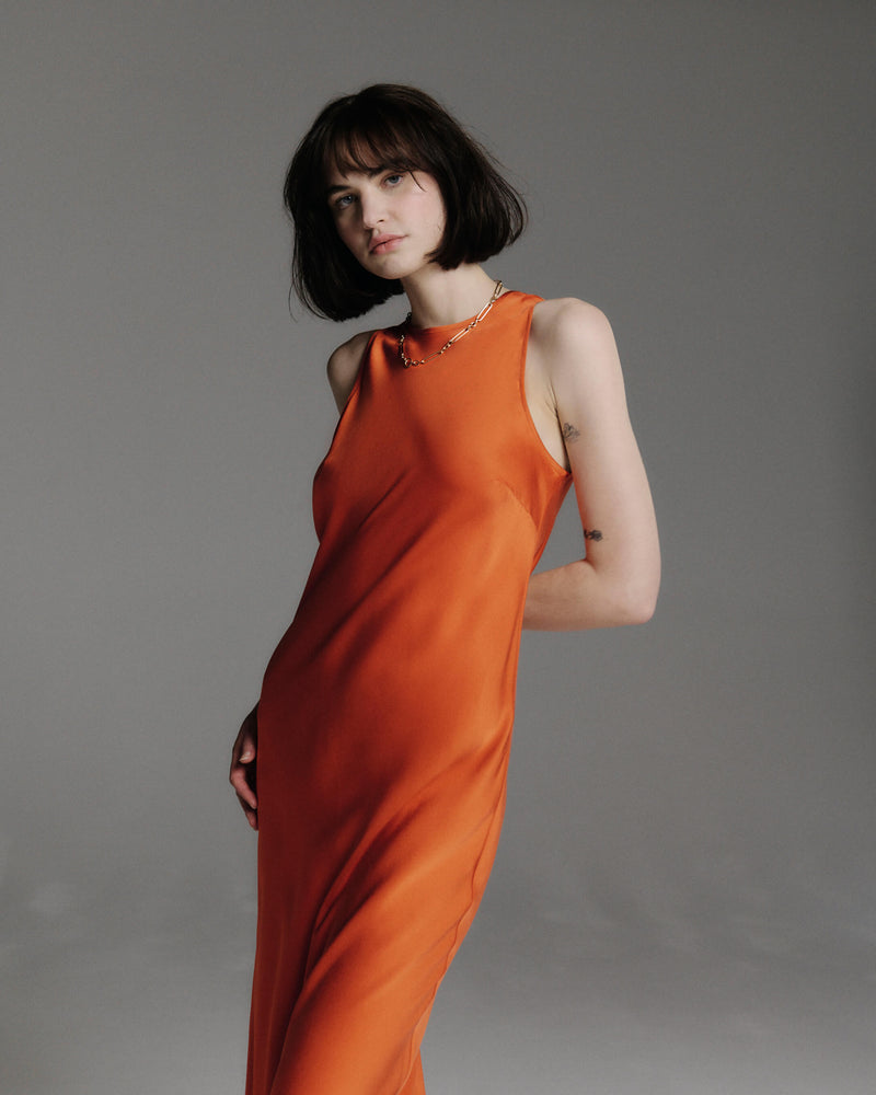 Valencia Dress Persimmon Silk Charmeuse