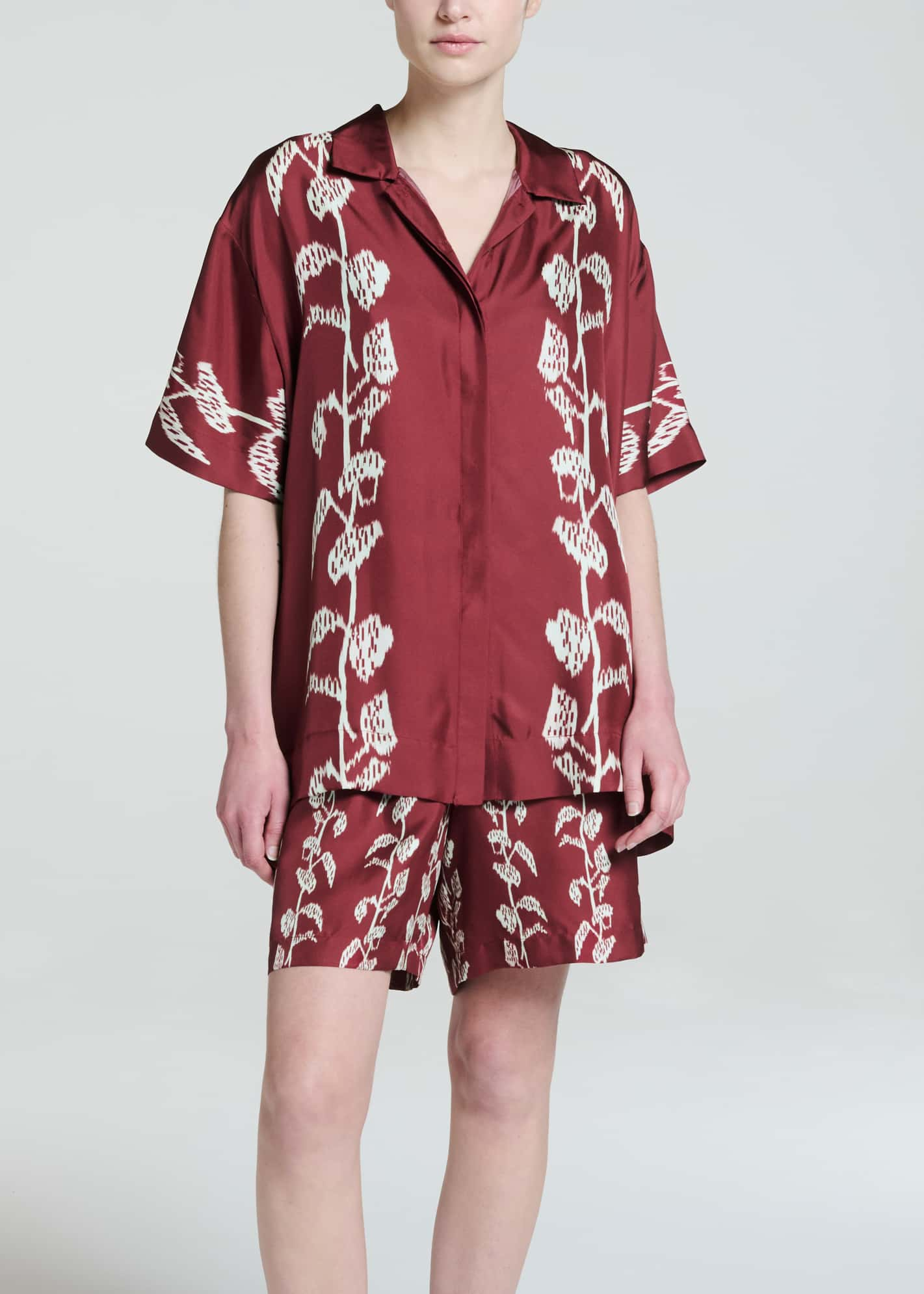 Montauk Shirt Burgundy Vine Silk Twill