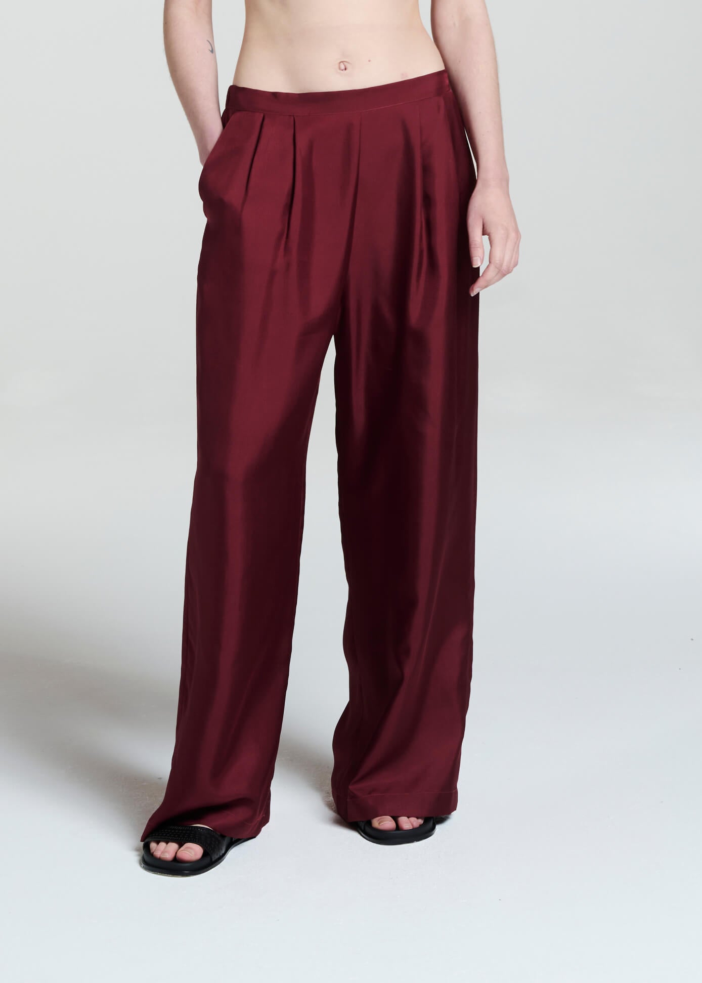 Isola Trouser Burgundy Silk Twill