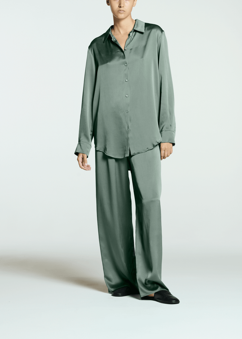 London Pyjama Top Sage Silk Charmeuse