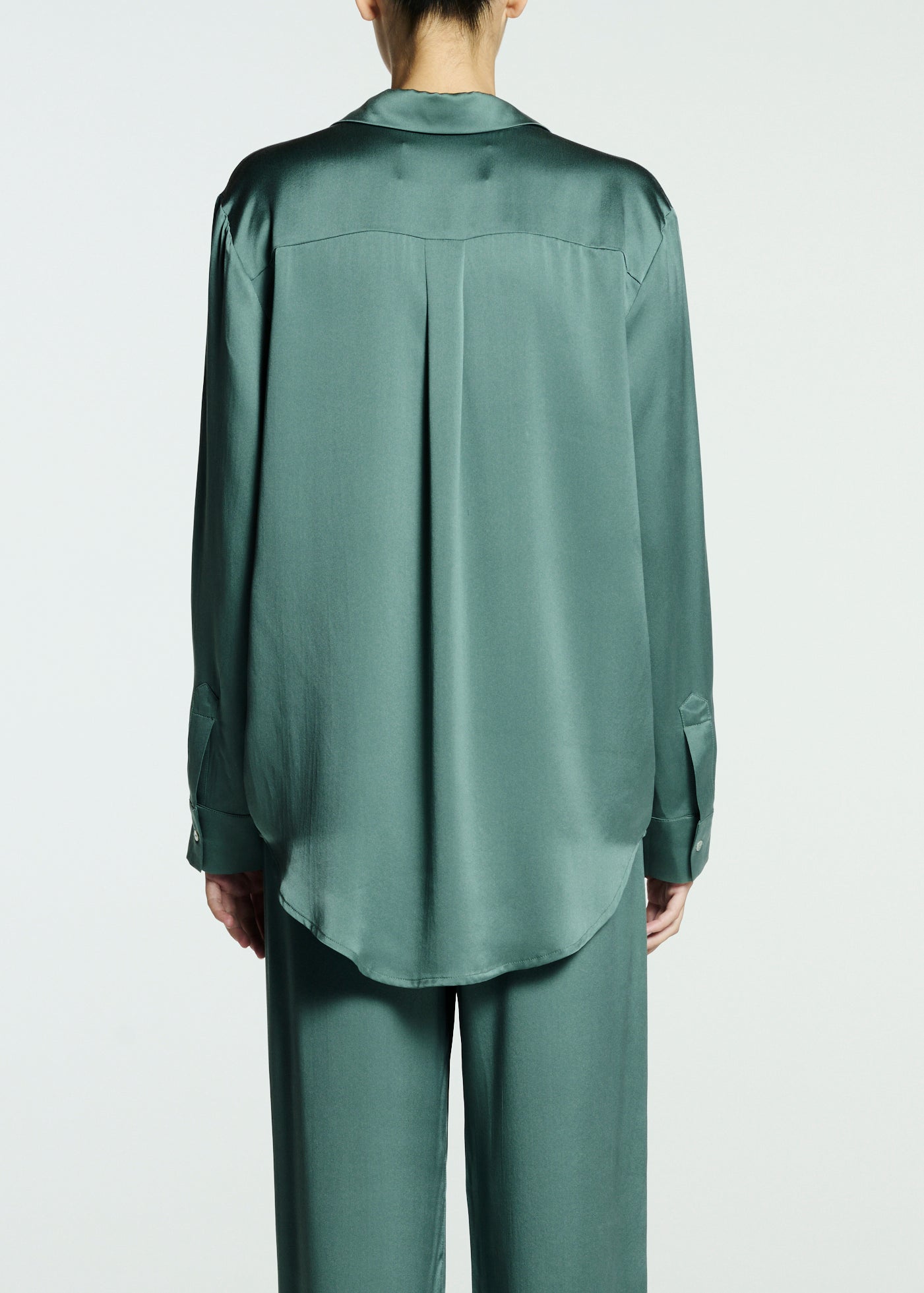 London Pyjama Top Sage Silk Charmeuse