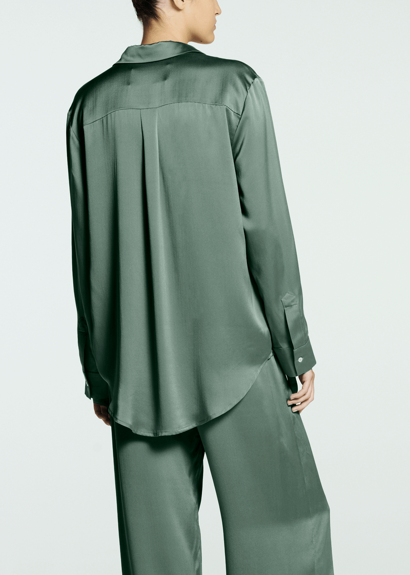 London Pyjama Top Sage Silk Charmeuse