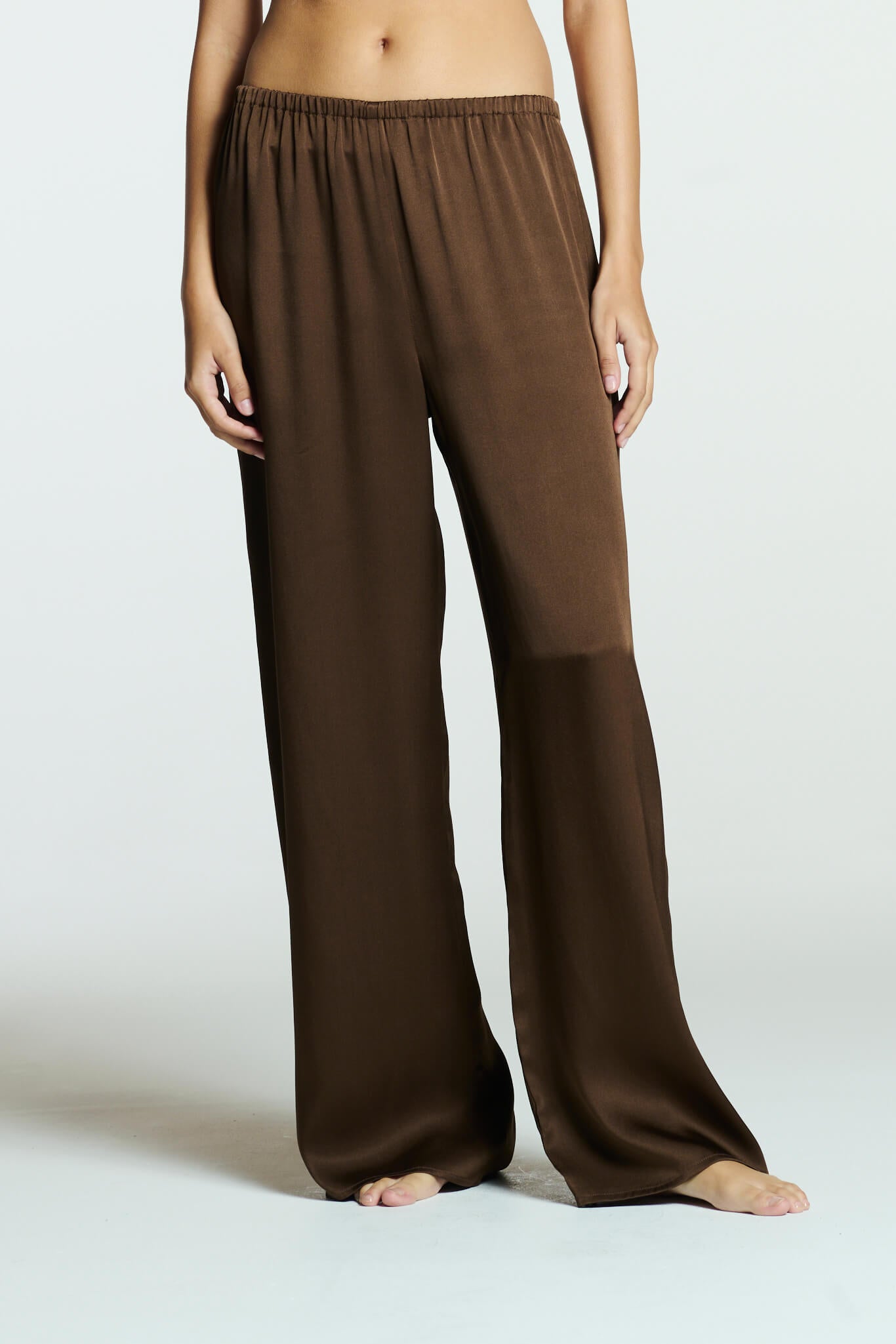 Austin Trouser Chocolate Brown Heavy Silk Satin