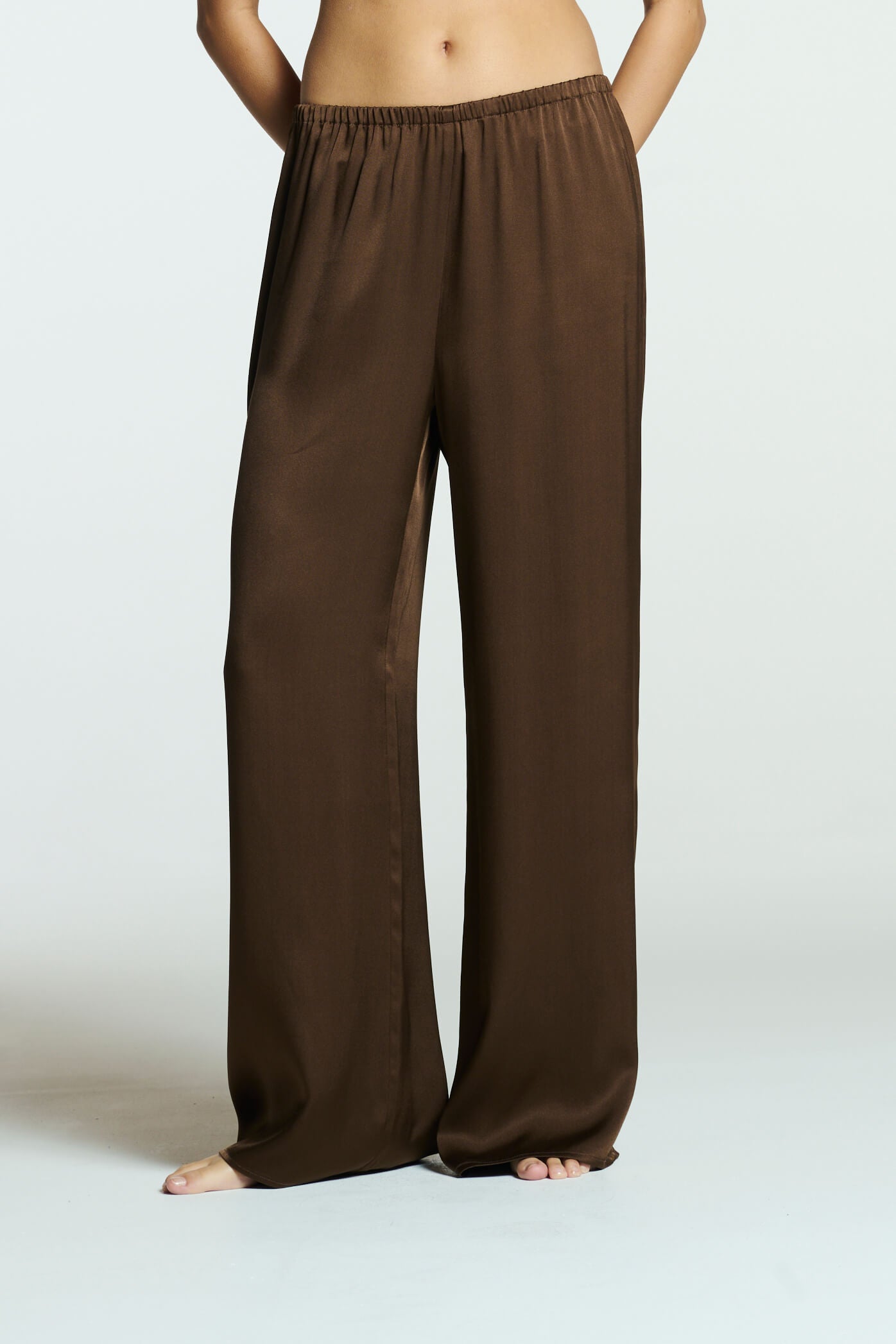 Austin Trouser Chocolate Brown Heavy Silk Satin