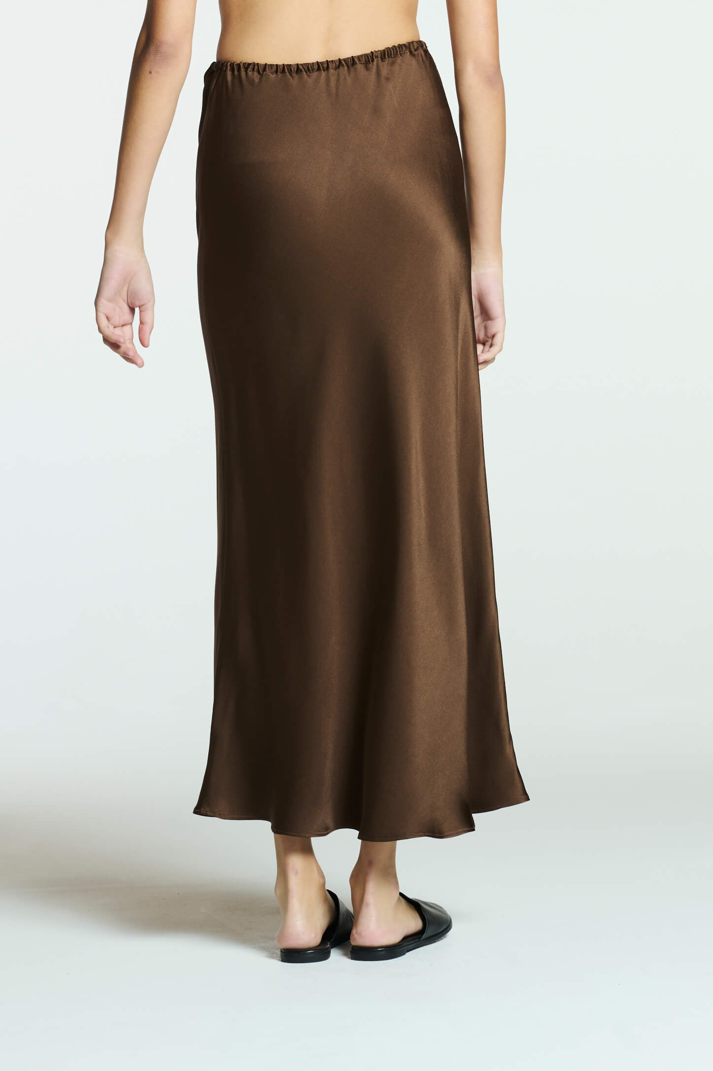 Cleo Skirt Chocolate Brown Heavy Silk Satin