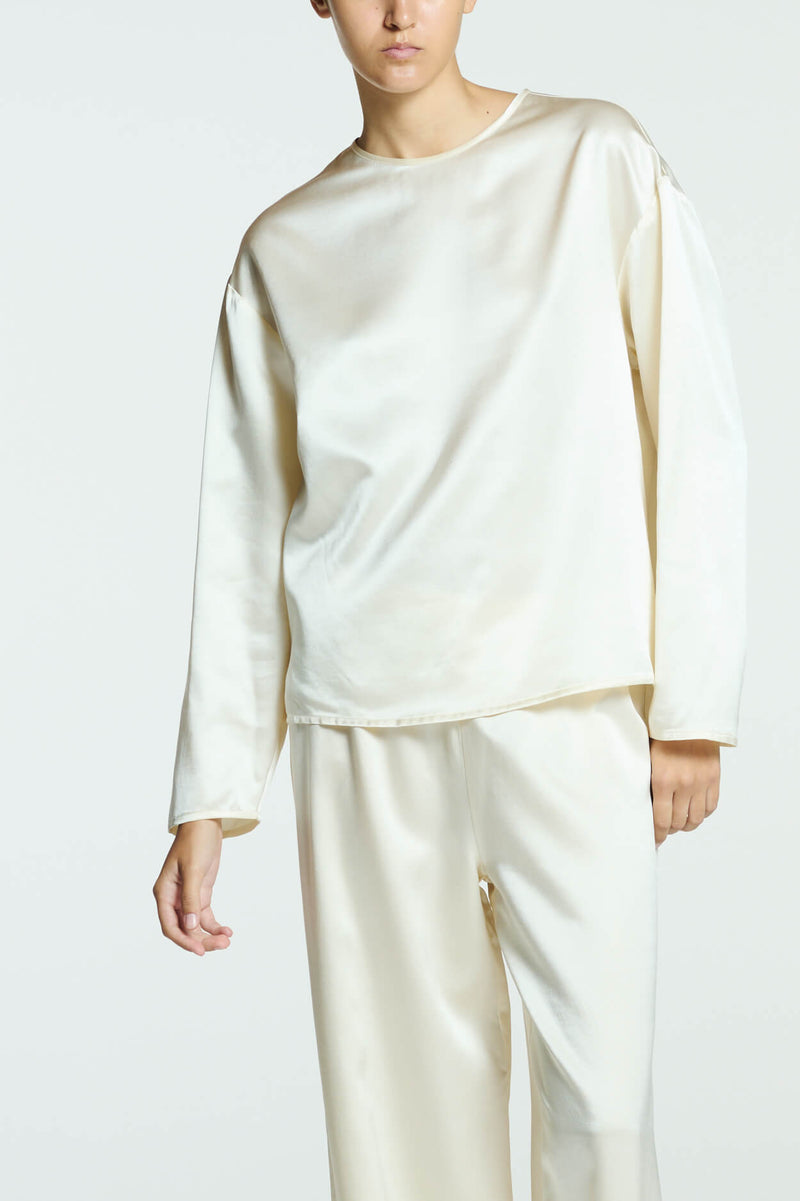 Byron Top Ivory Silk Wool