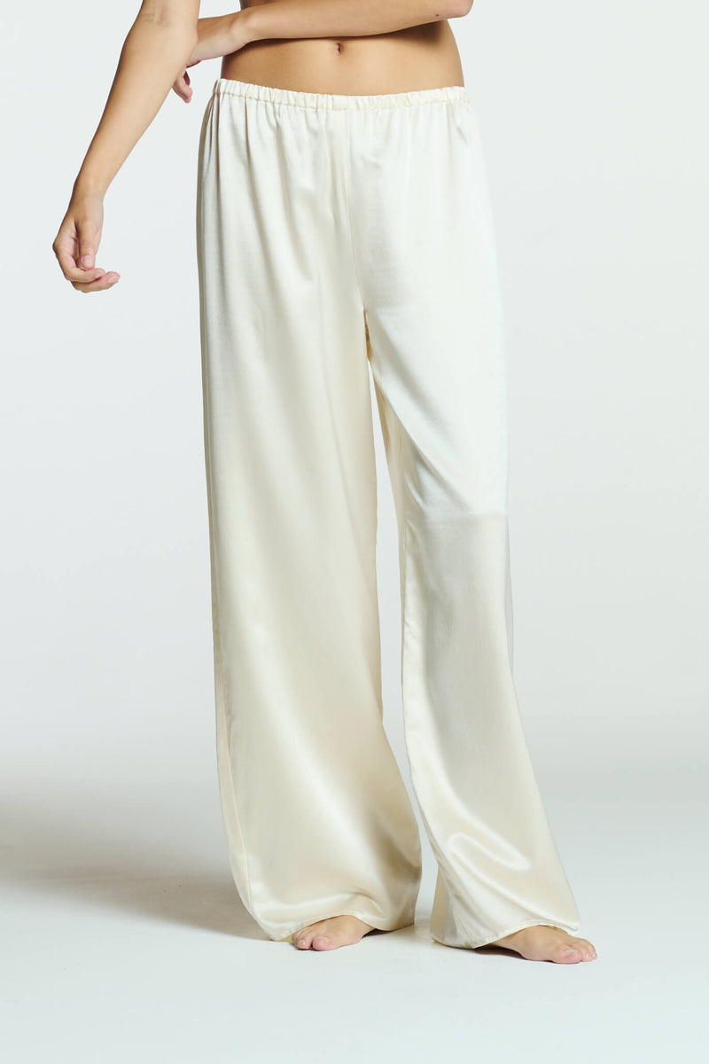 Austin Trouser Ivory Silk Wool