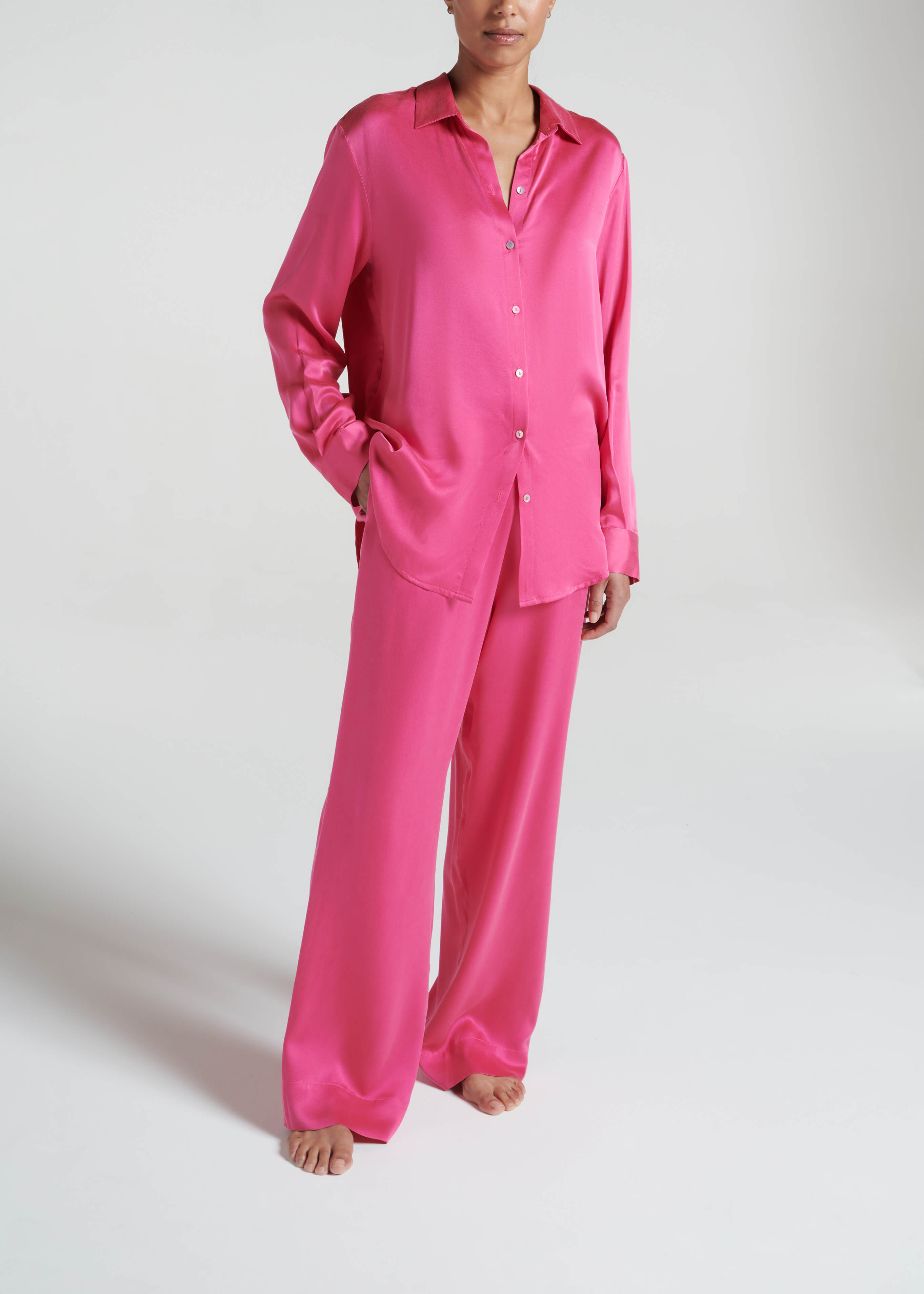 Pink deals silky pajamas