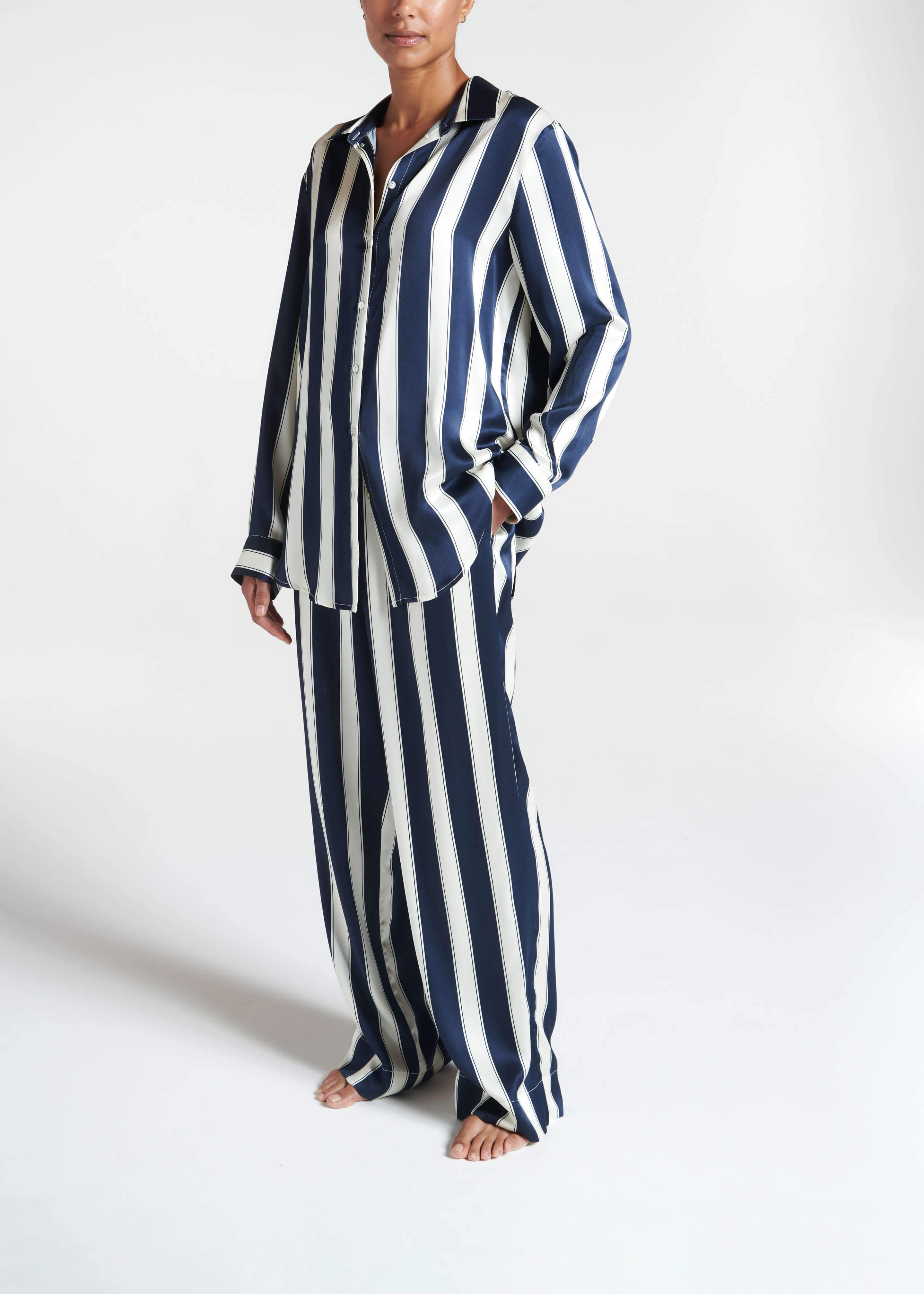 Stripe discount silk pyjamas