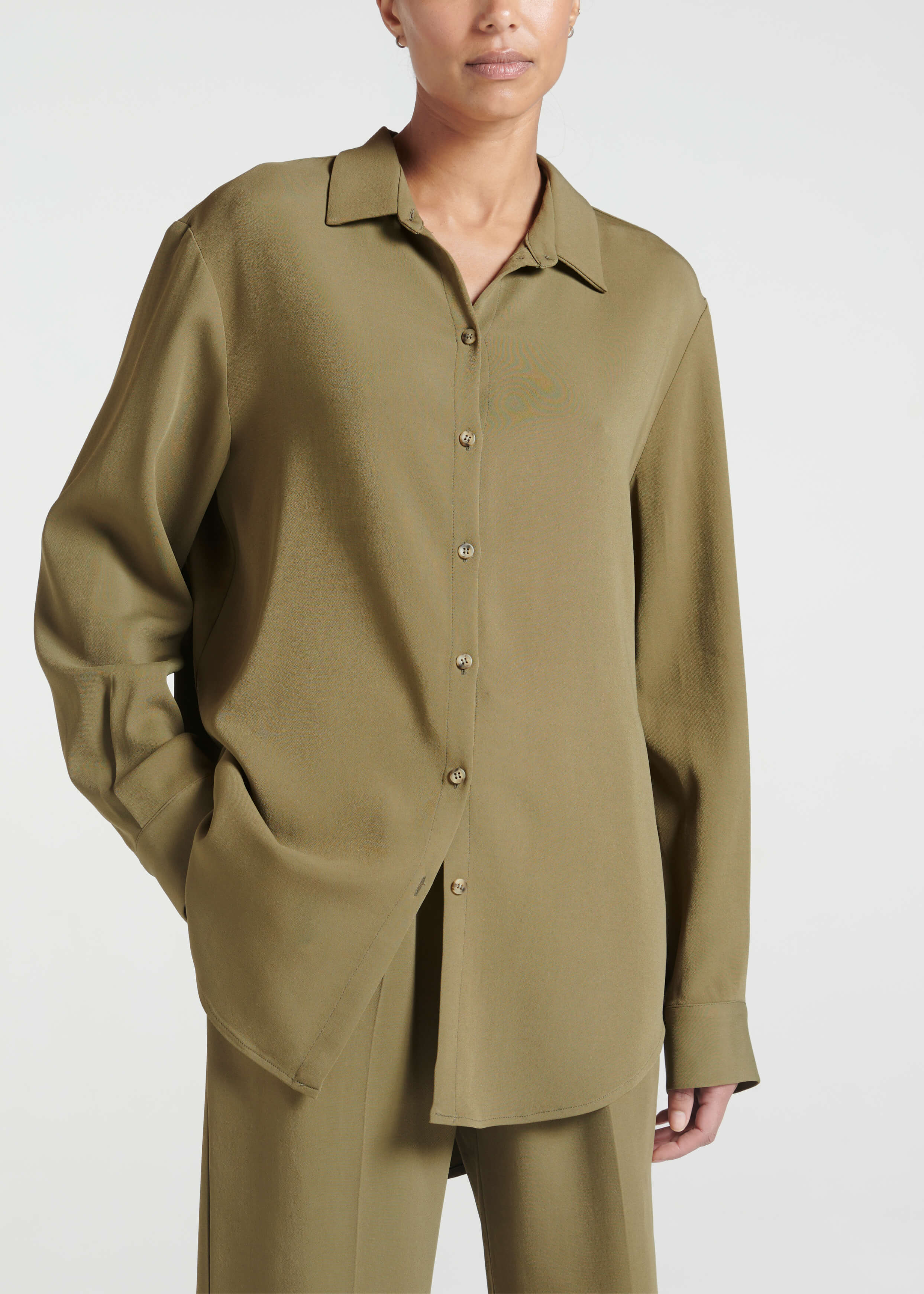 Rhea Dress Khaki Silk Twill