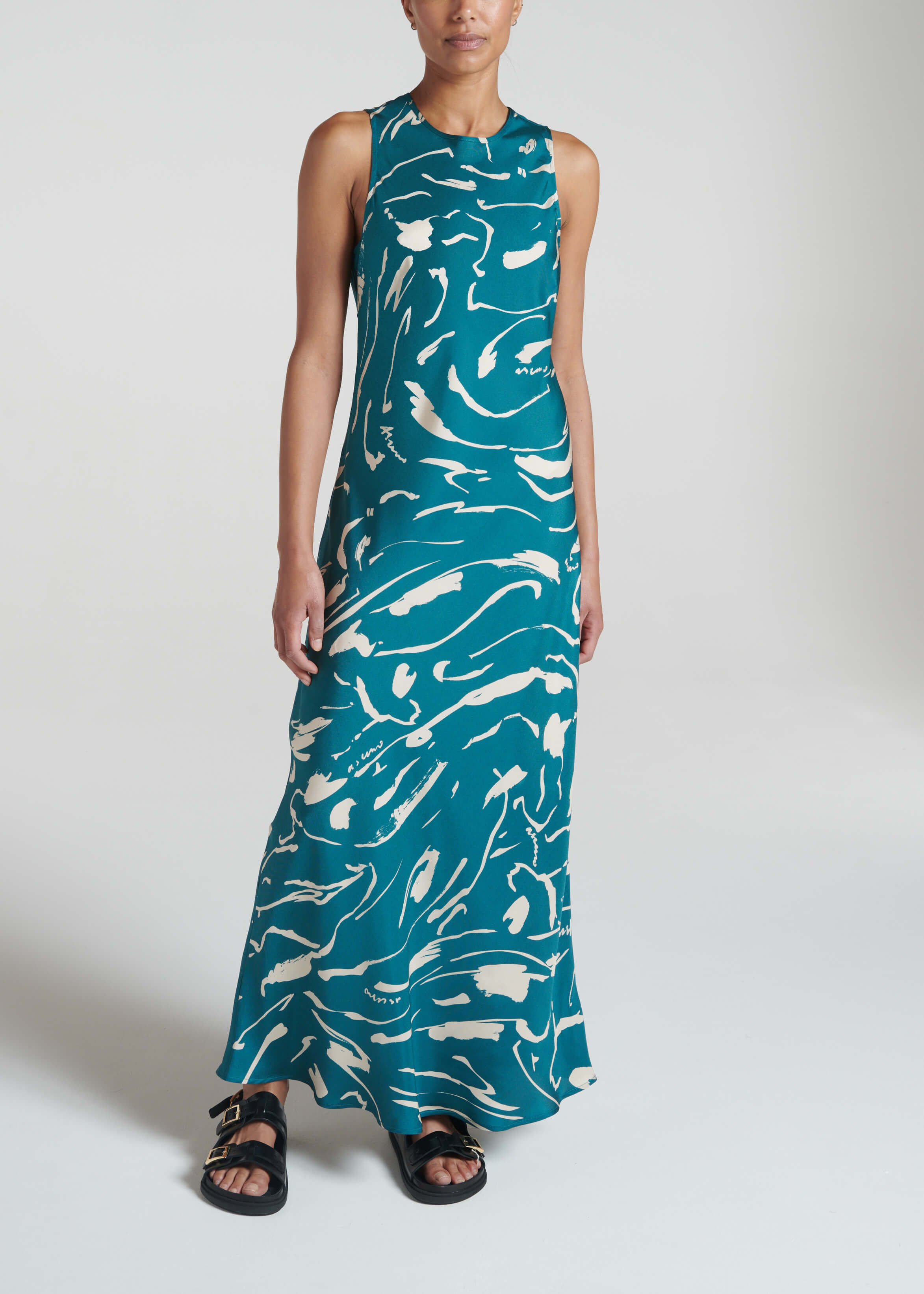 Valencia Dress Teal Tide Silk Twill