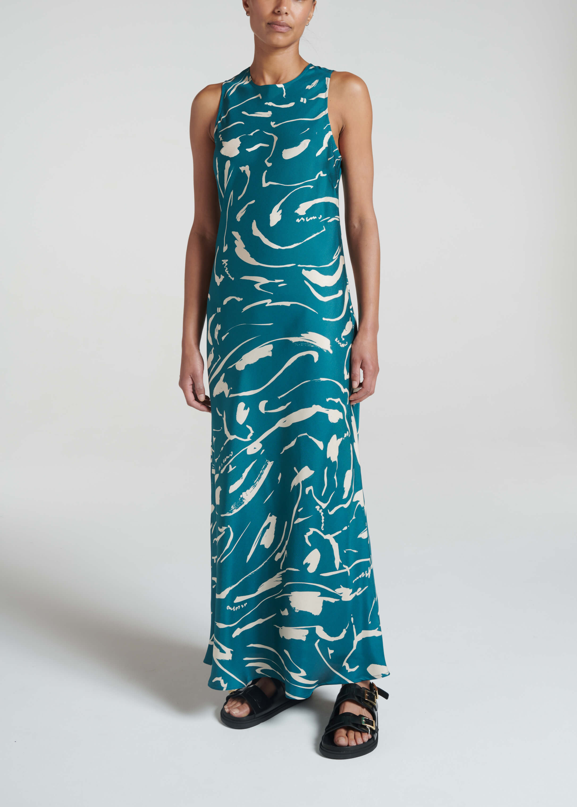 Valencia Dress Teal Tide Silk Twill