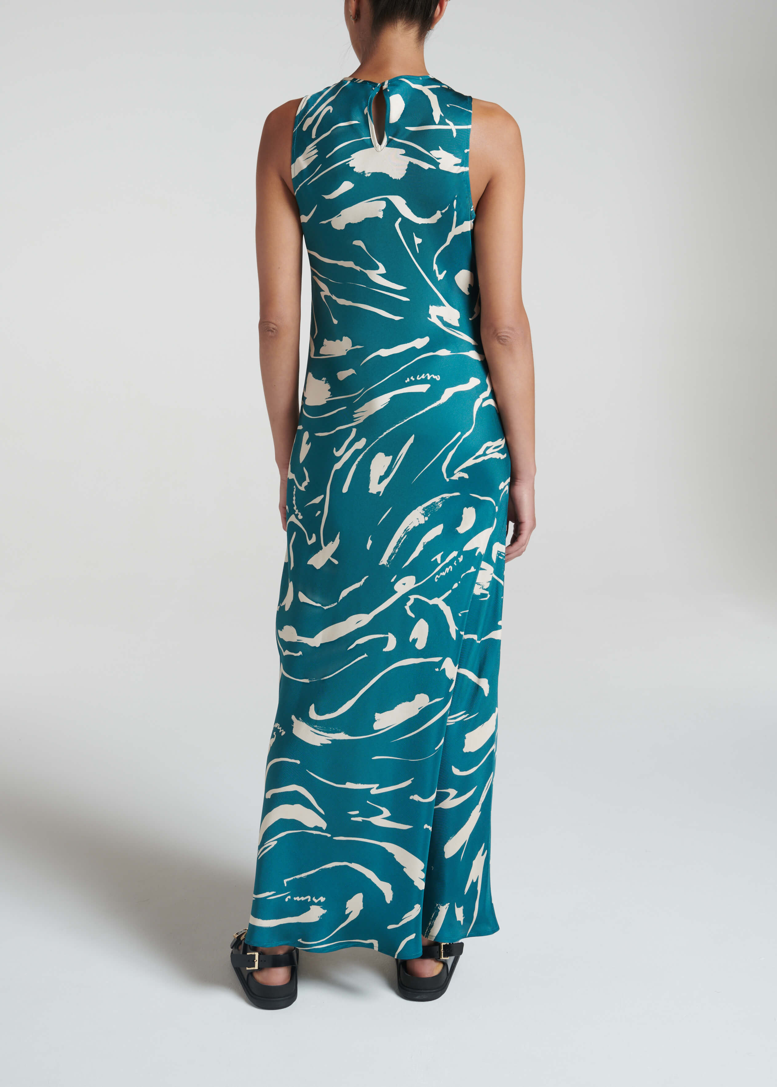 Valencia Dress Teal Tide Silk Twill