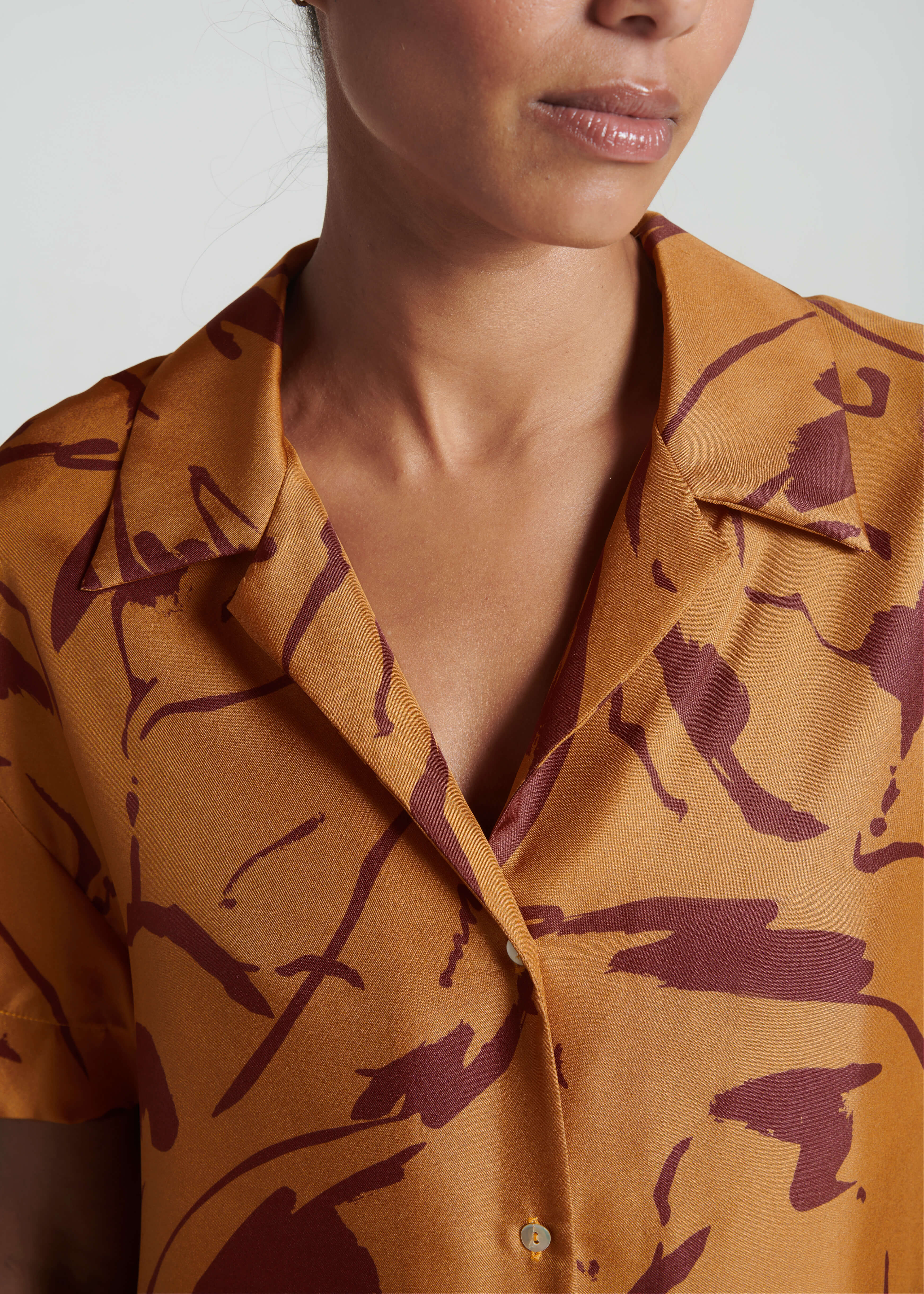 Prague Shirt Ochre Tide Silk Twill