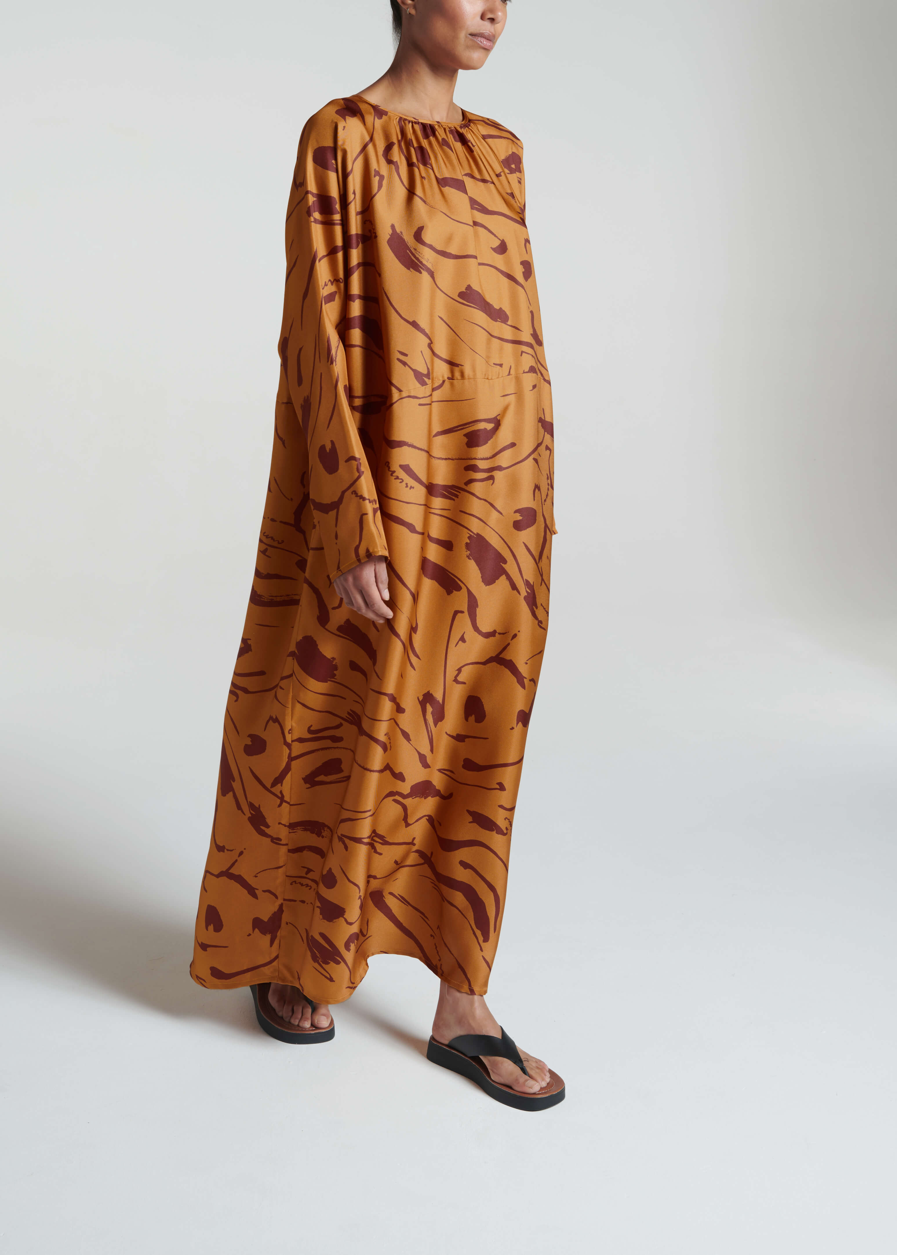 Rhodes Dress Ochre Tide Silk Twill