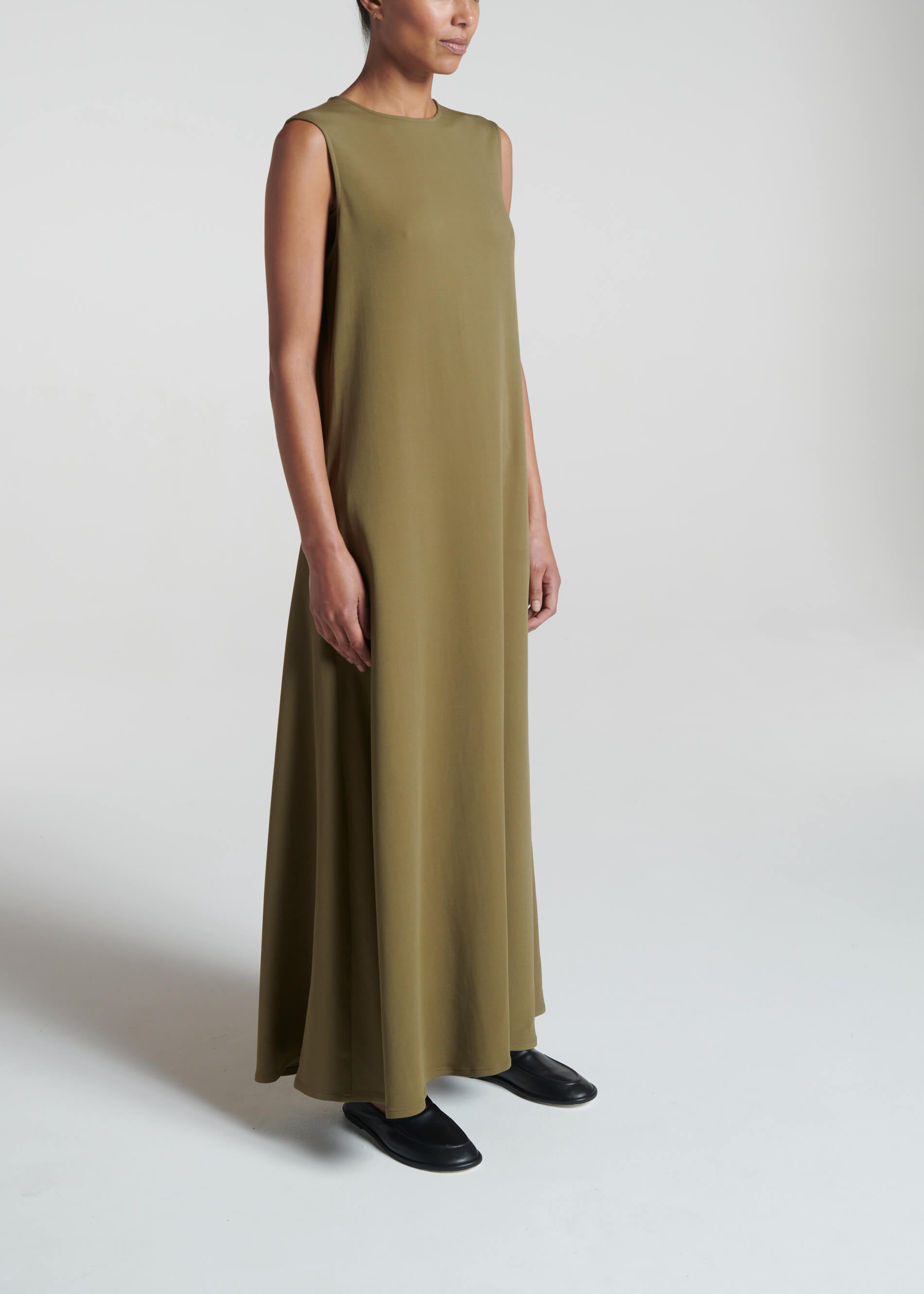 Tallin Khaki Viscose Crepe Dress