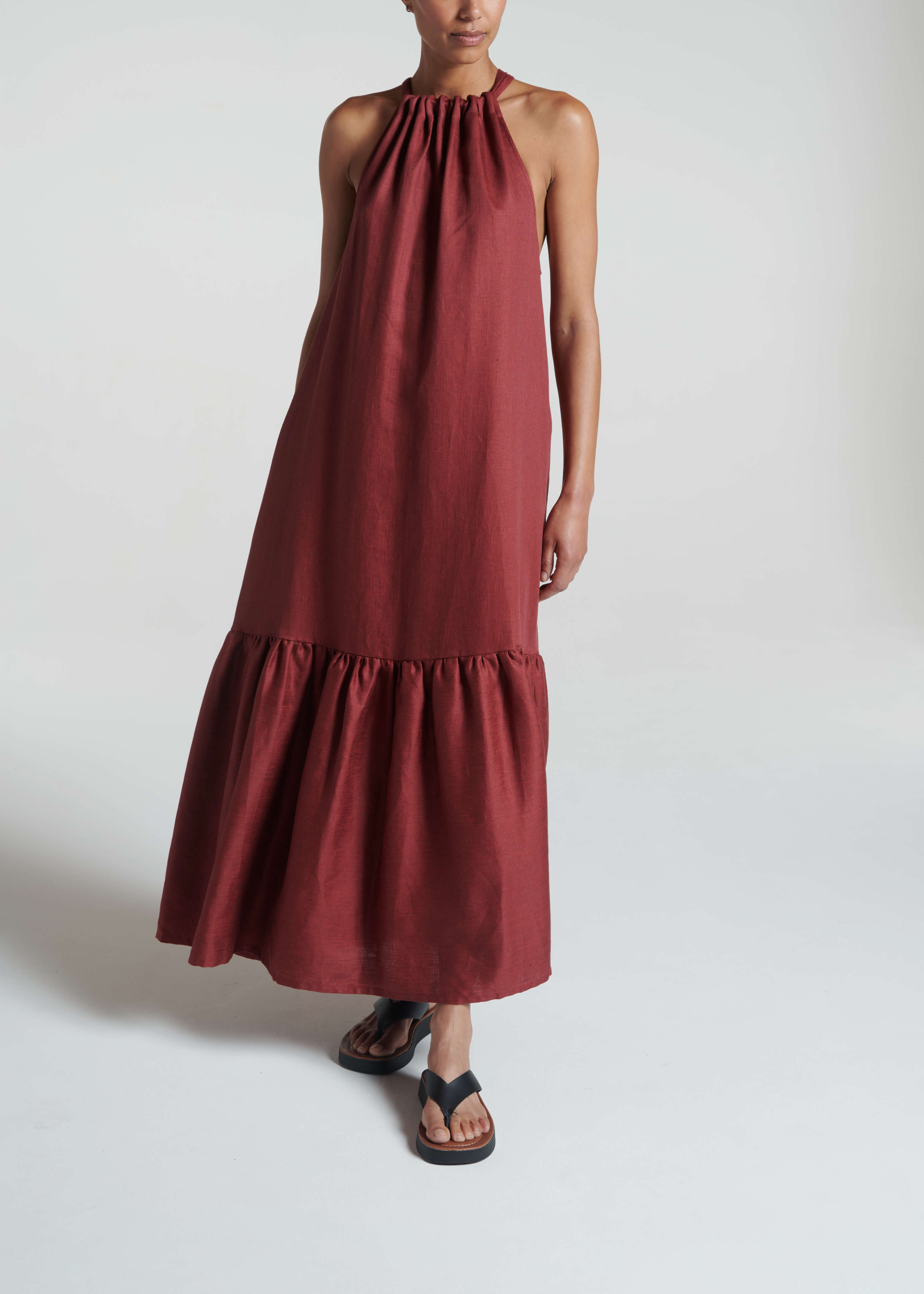 Ibiza Dress Merlot Heavy Linen