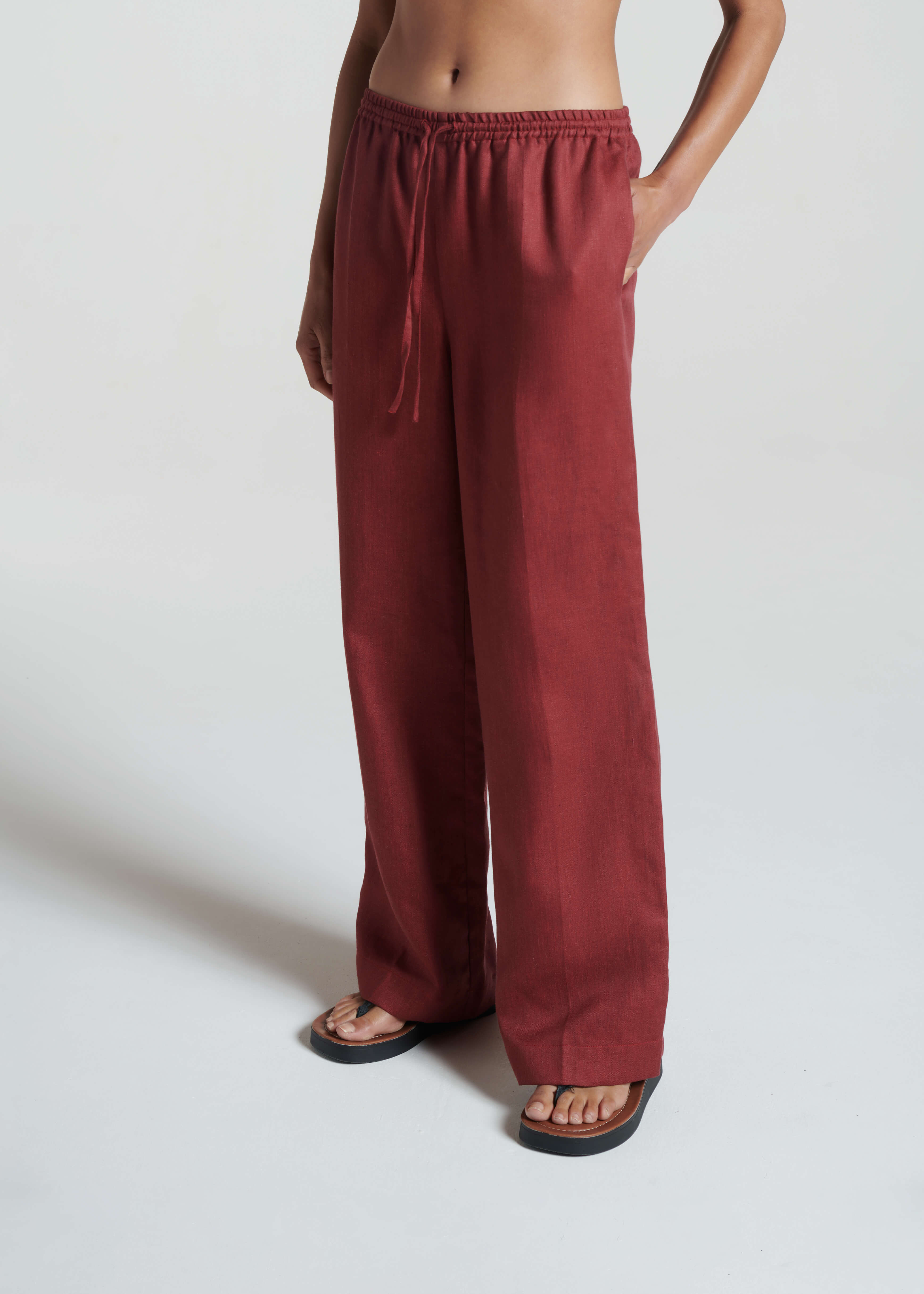 Aurelia Trouser Merlot Heavy Linen