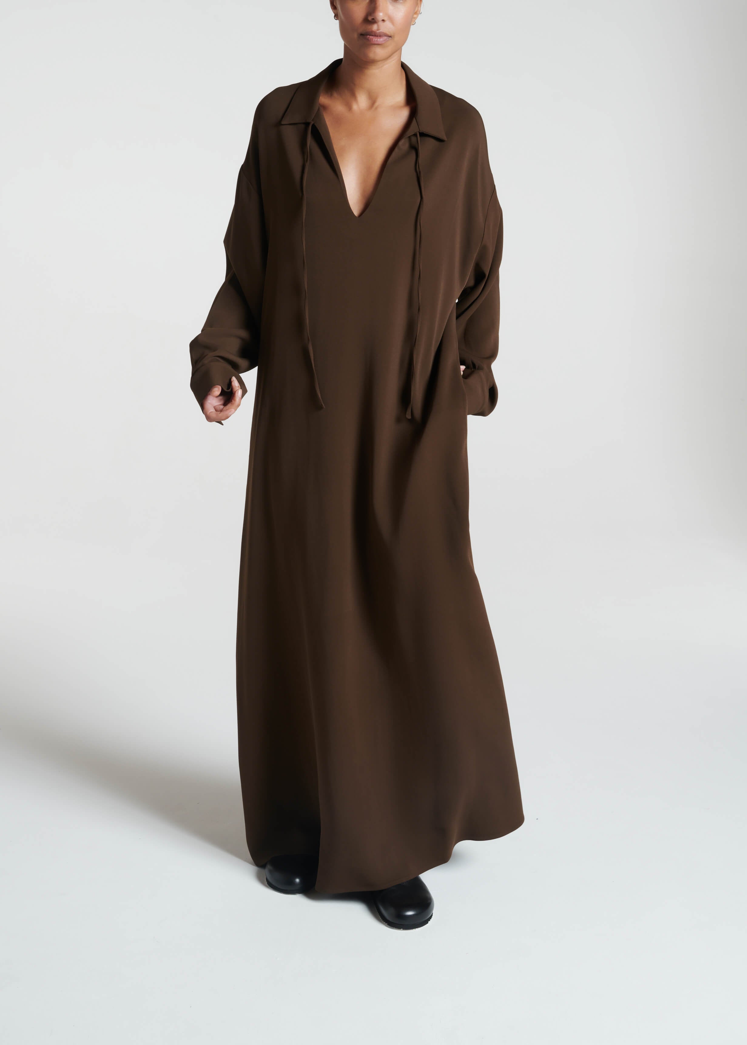 Lisbon Dress Coffee Viscose Crepe