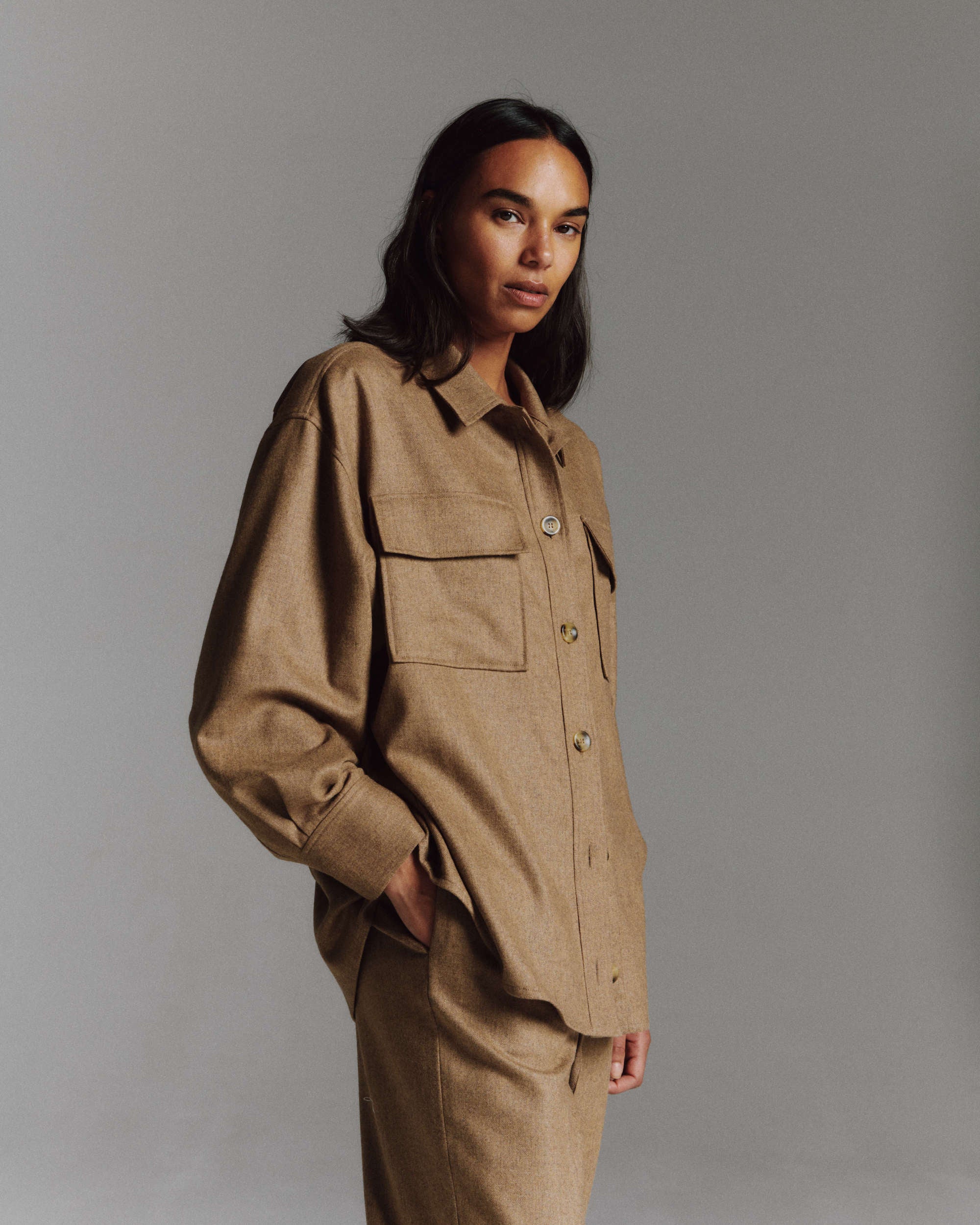 Berlin Shirt Camel Wool Flannel