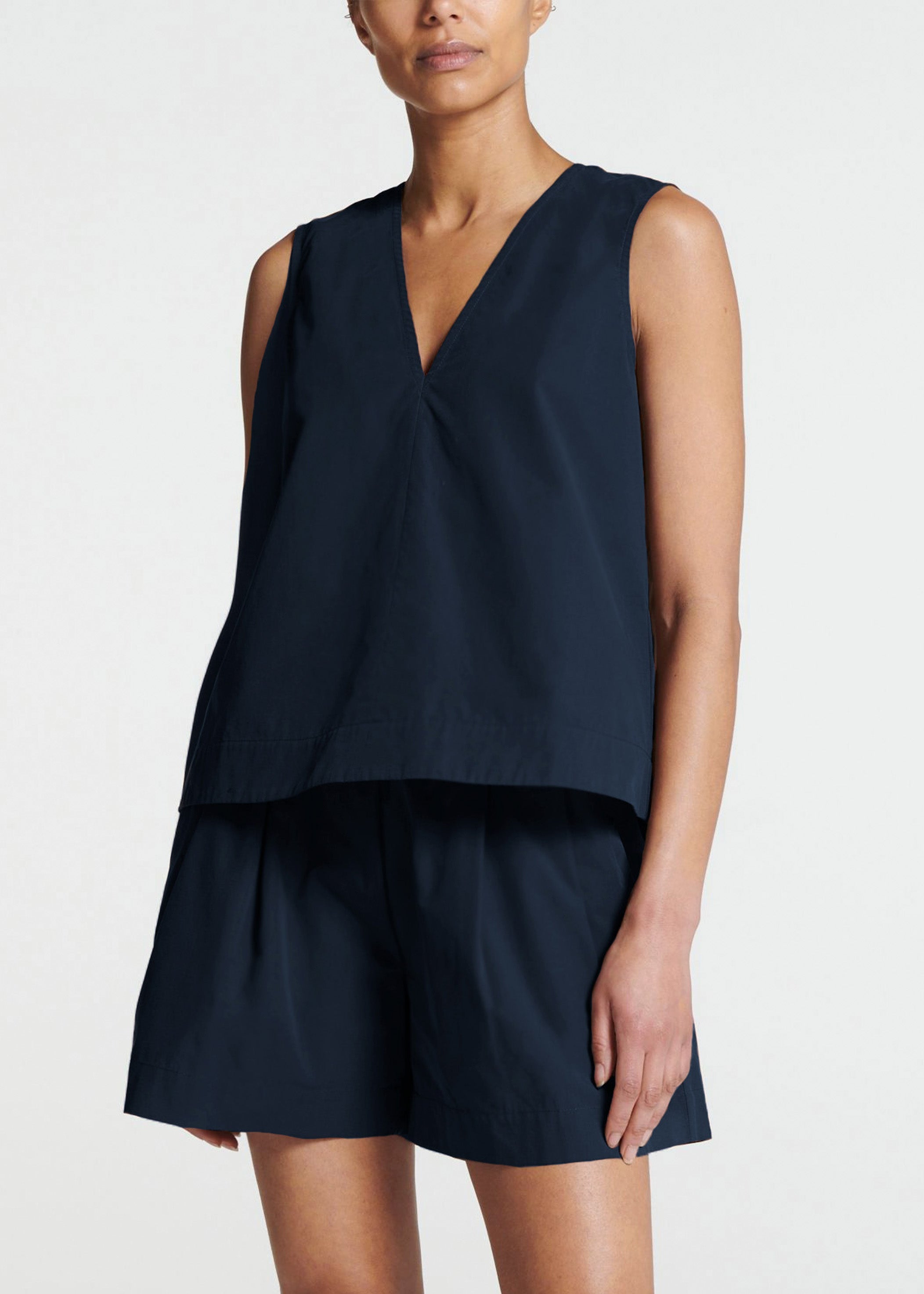 Phoebe Top Navy Cotton Poplin