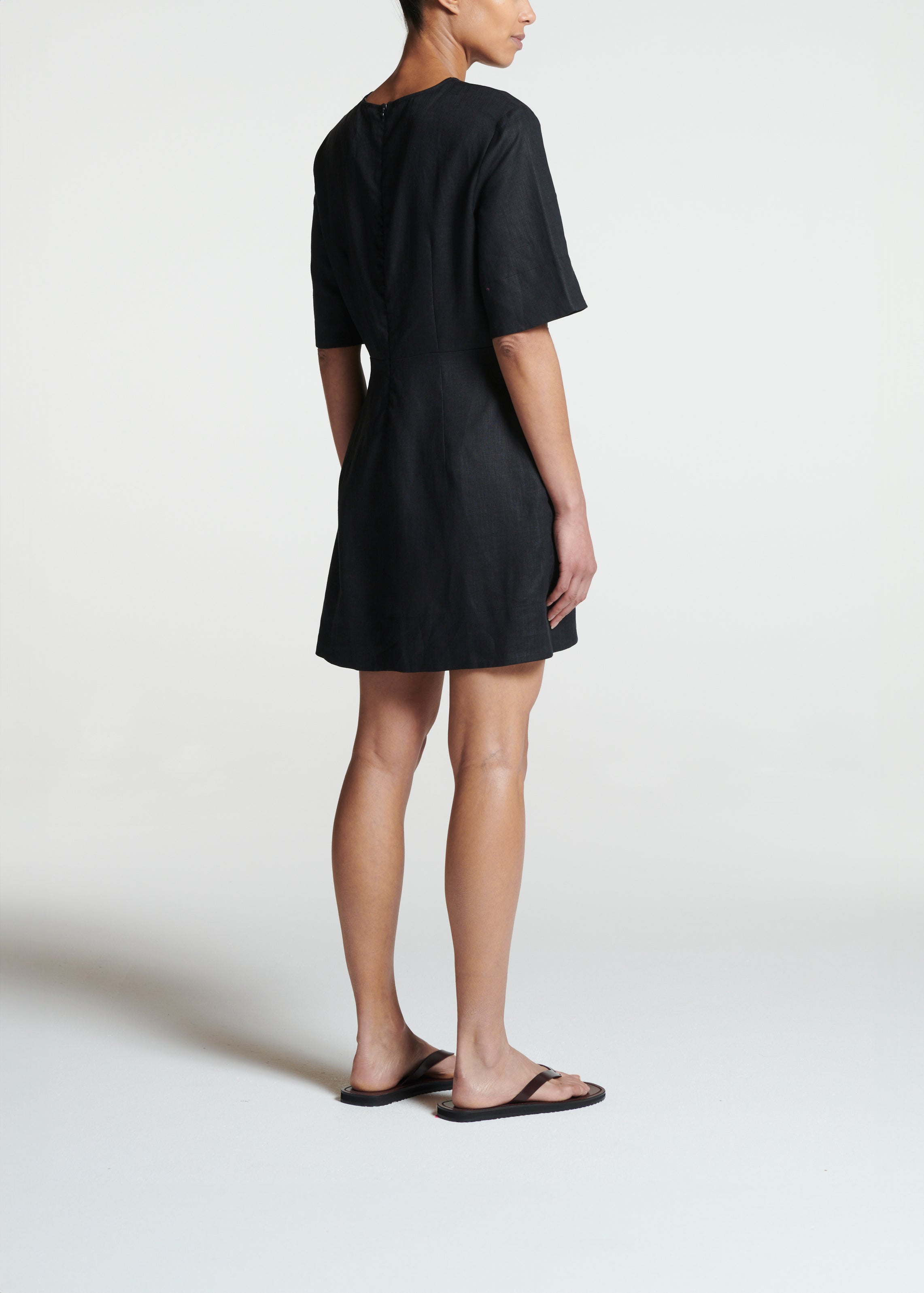 Florence Dress Black Linen