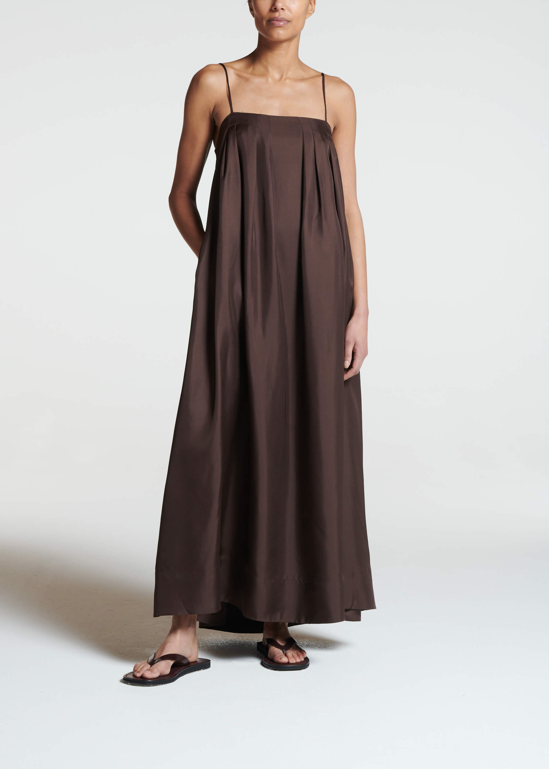 Heather Dress Espresso Silk Twill