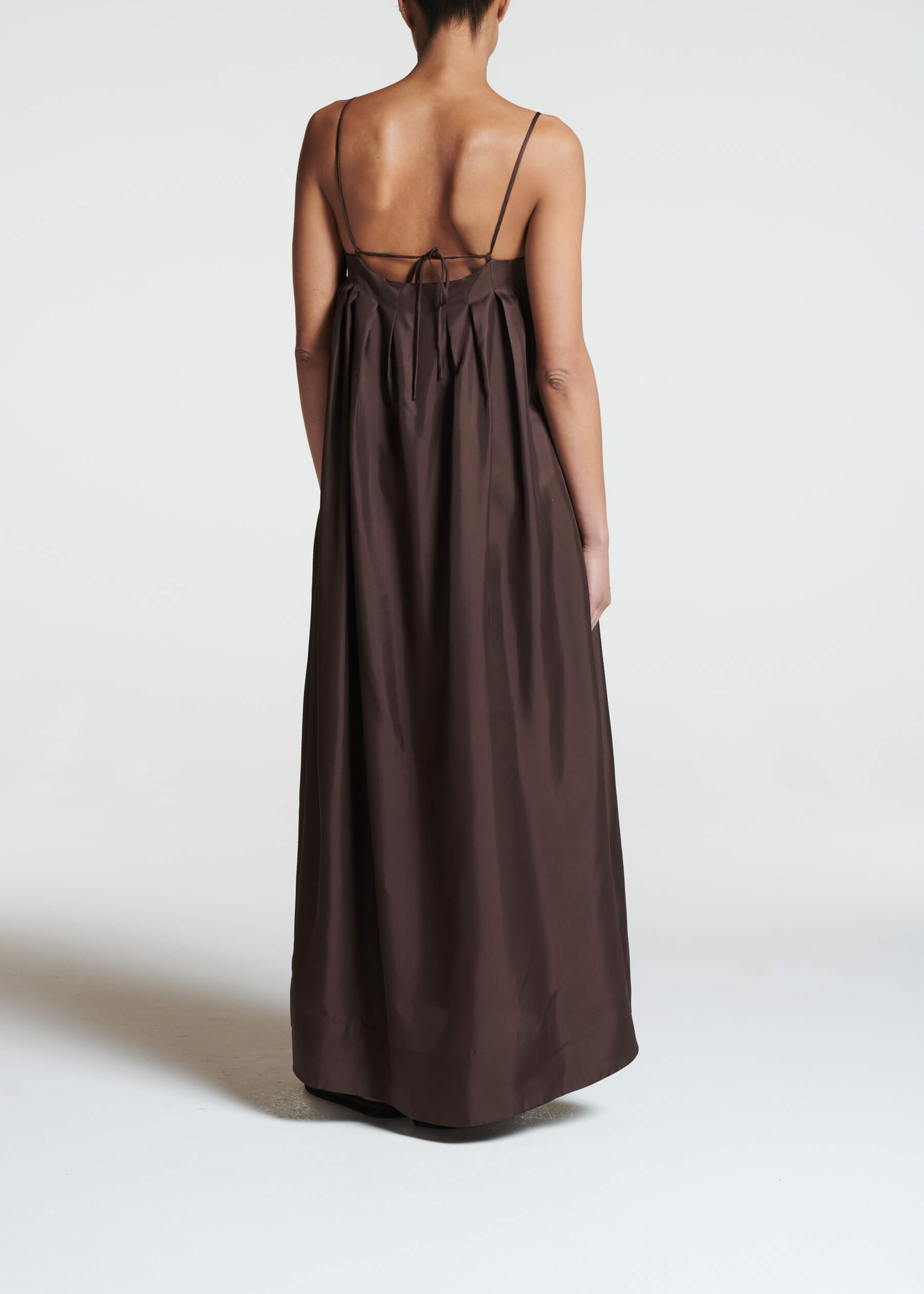 Heather Dress Espresso Silk Twill