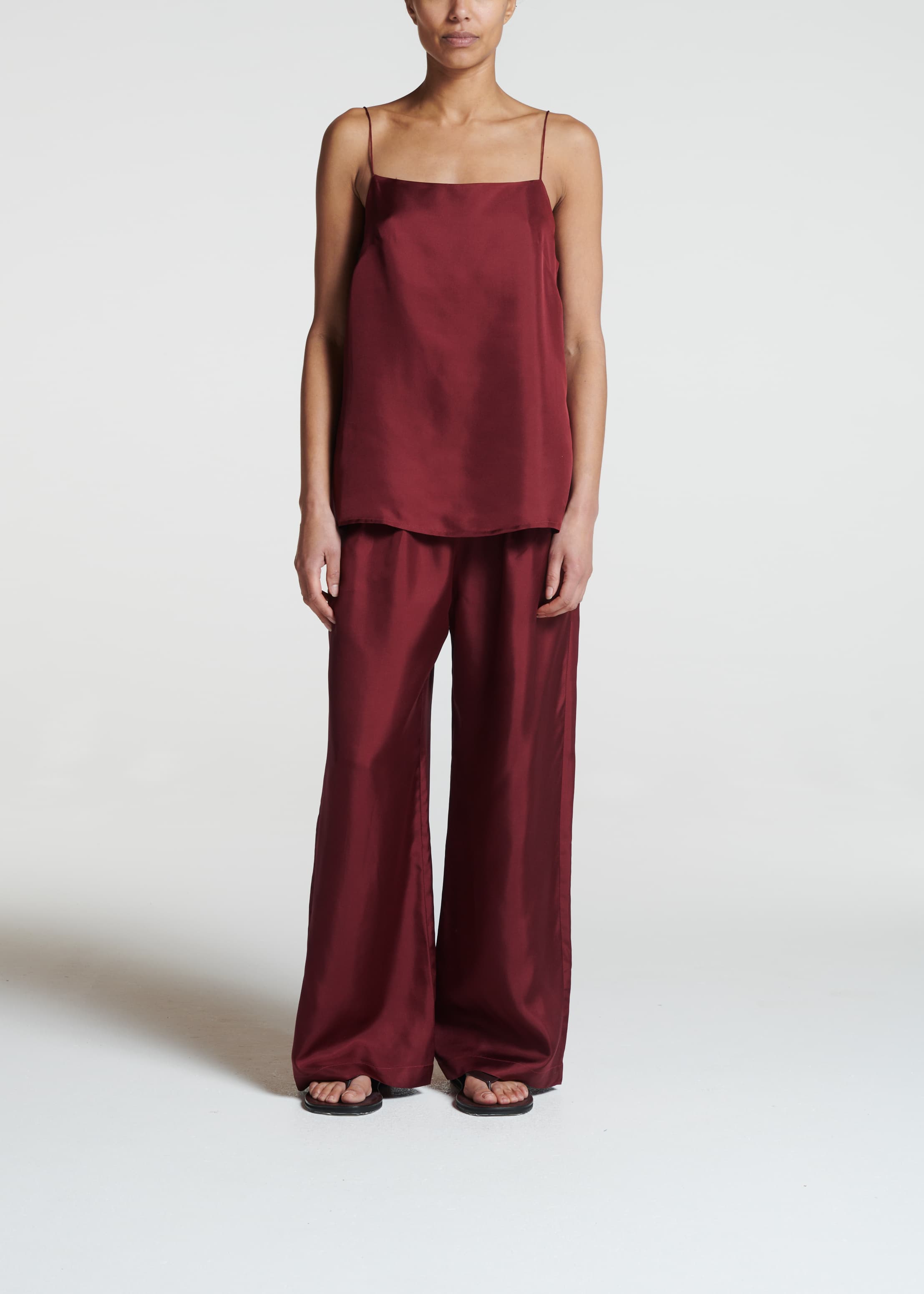 Tulum Cami Burgundy Silk Twill