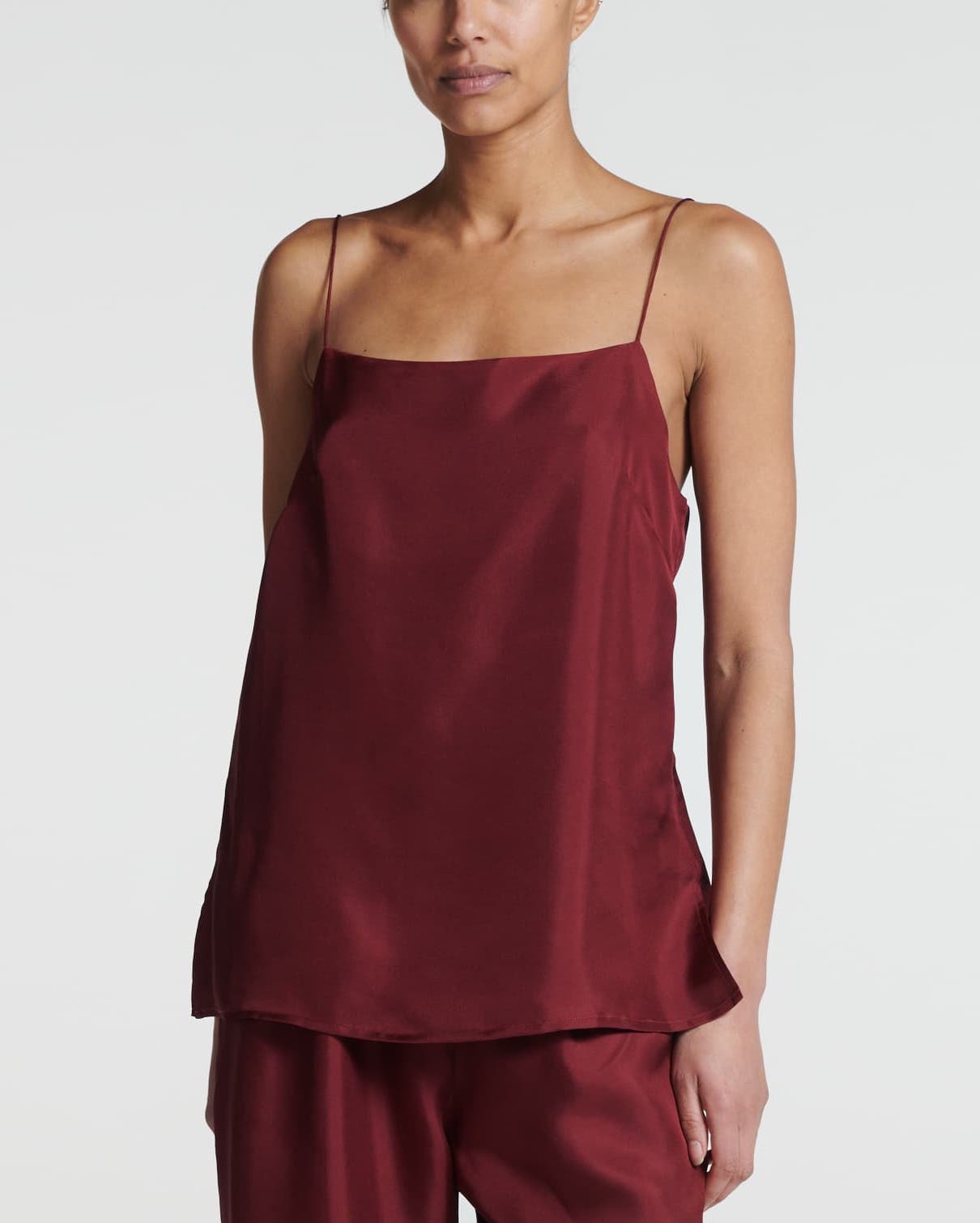 Tulum Cami Burgundy Silk Twill