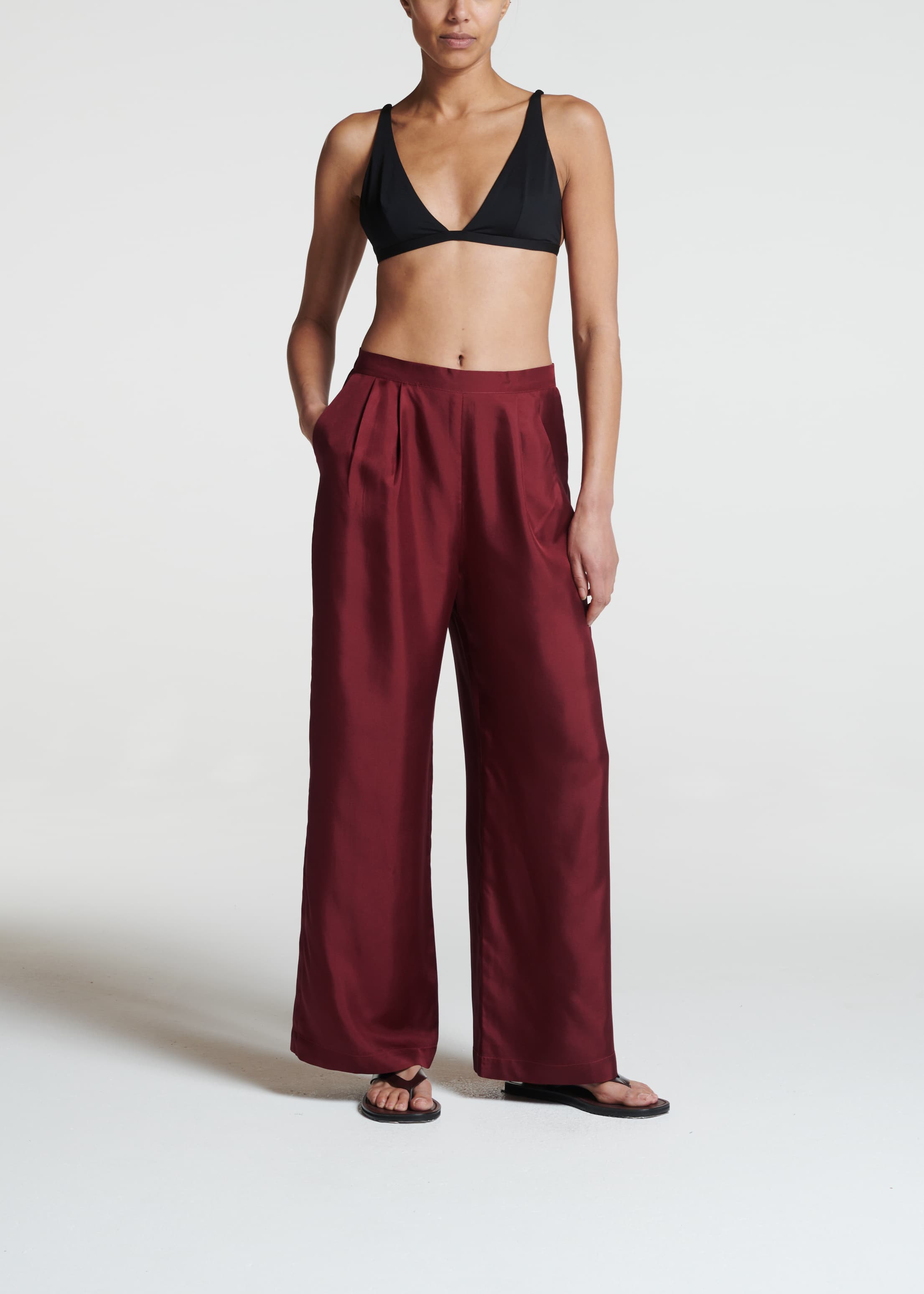 Isola Trouser Burgundy Silk Twill